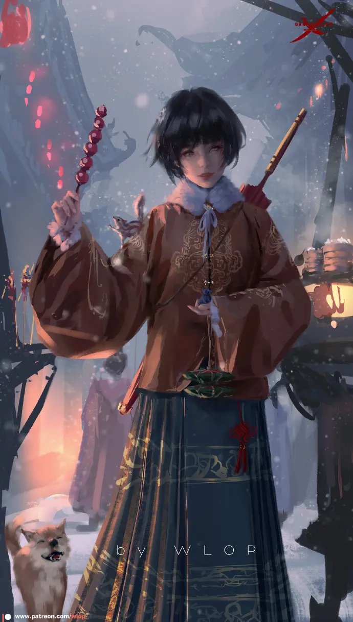 (๑•ᴗ•๑)ﾉ♥  画师：wlop ​​​​-公众号小姨ai