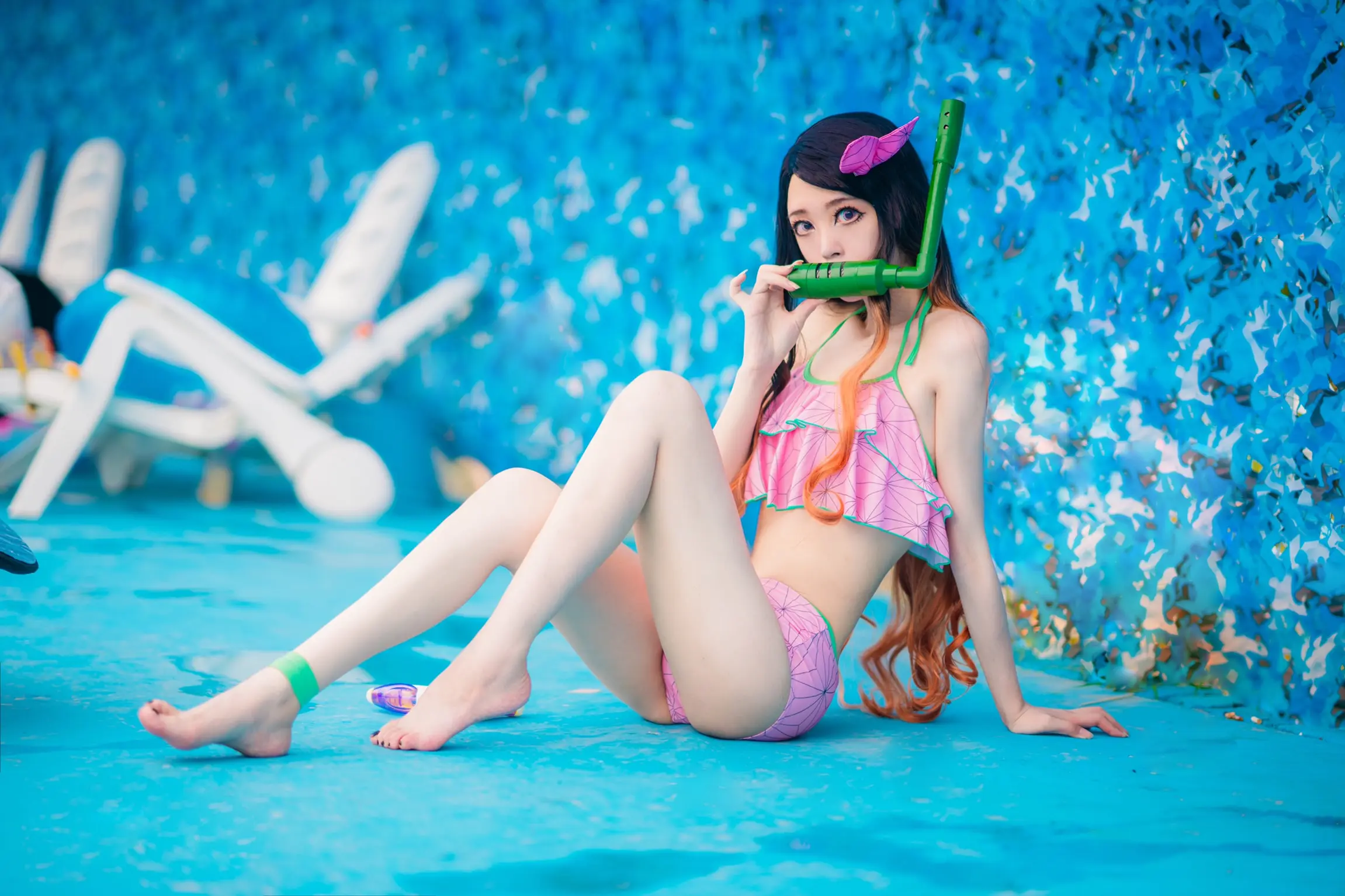 鬼灭同人泳装系列-祢豆子cosplay-公众号小姨ai