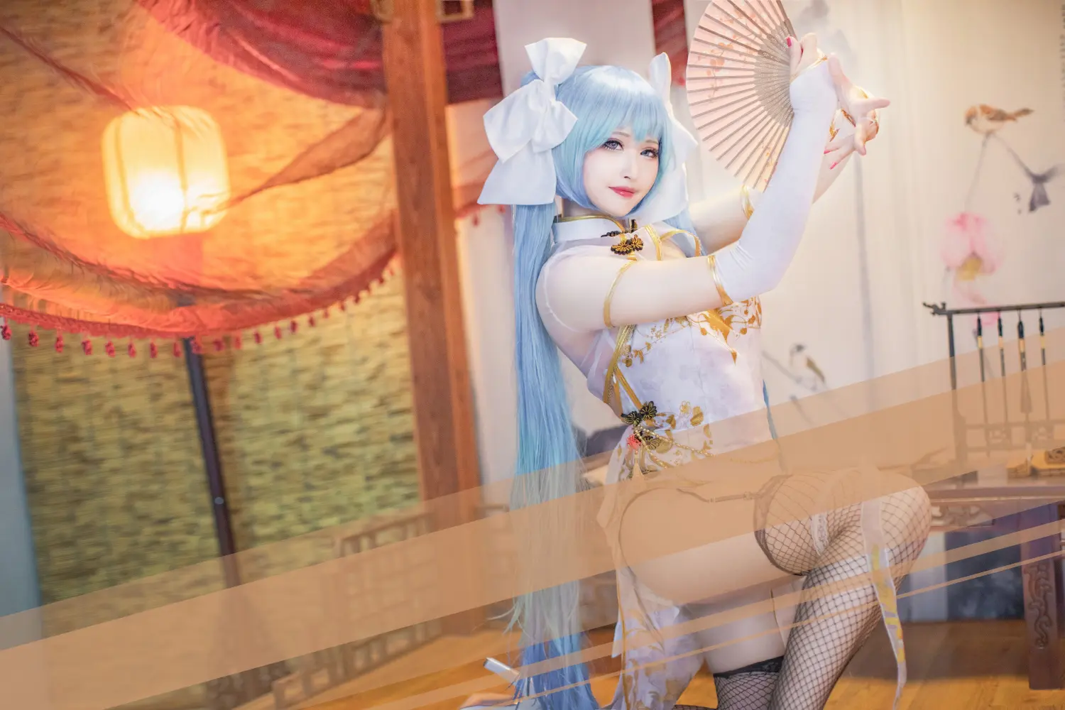 初音未来金丝雀旗袍cosplay-公众号小姨ai