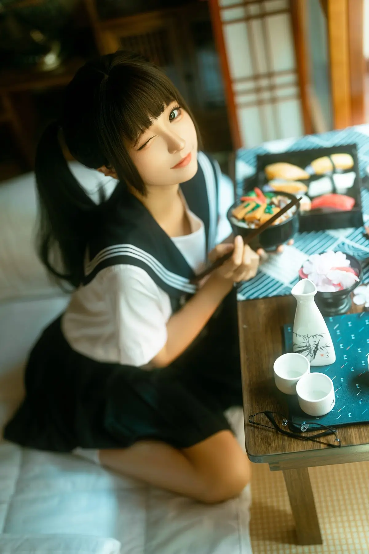 知名动漫博主@蠢沫沫 居家学妹