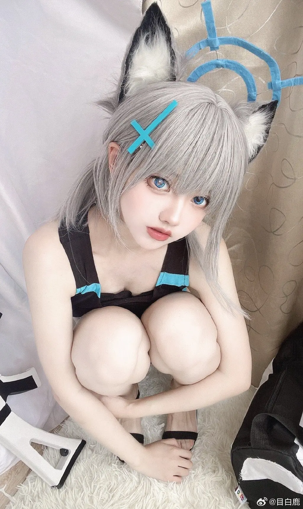 COSPLAY 这件泳衣……是专门为老师穿的 ​​​ 蔚蓝档案 砂狼白子@目白鹿 COSPLAY-第4张