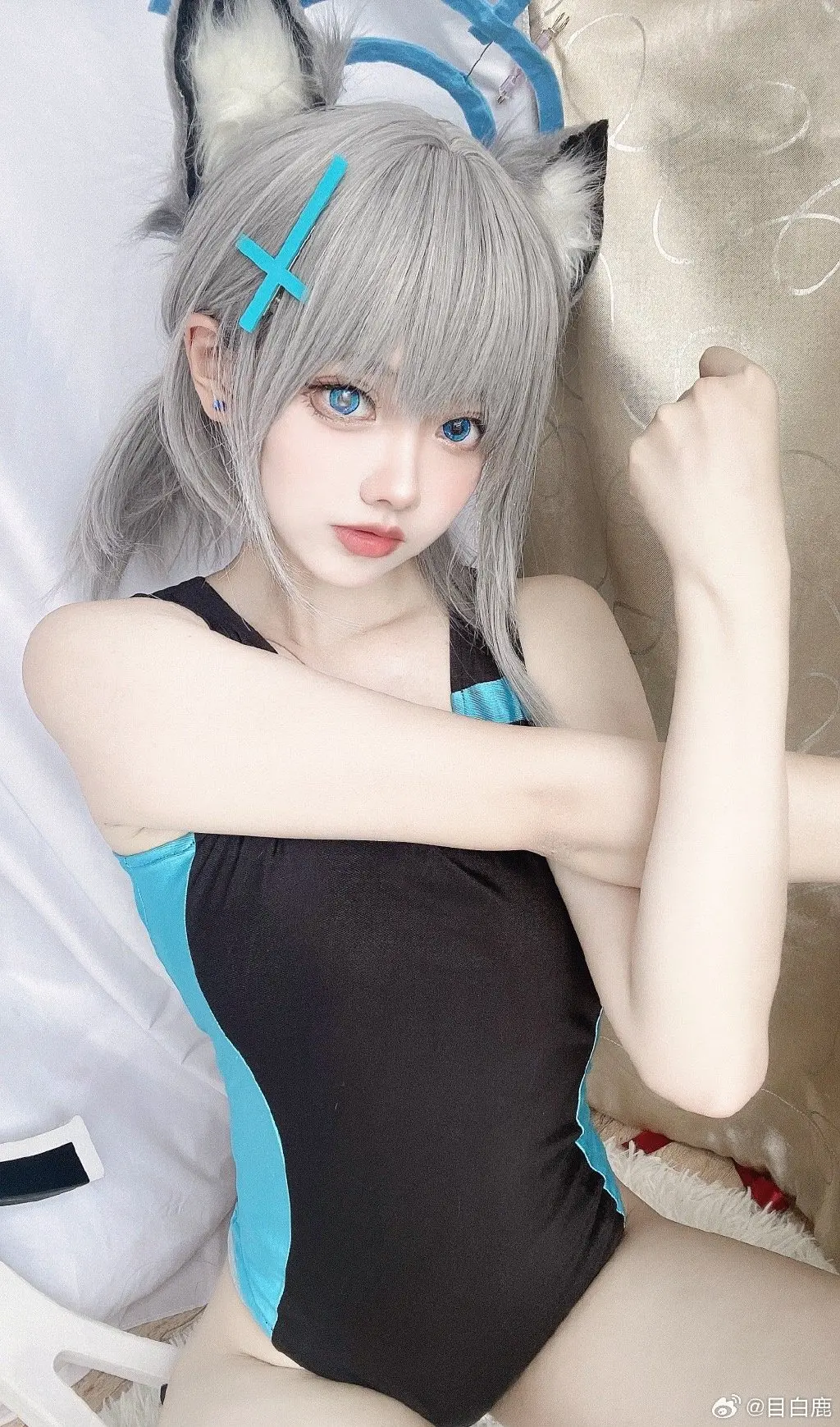 COSPLAY 这件泳衣……是专门为老师穿的 ​​​ 蔚蓝档案 砂狼白子@目白鹿 COSPLAY-第5张