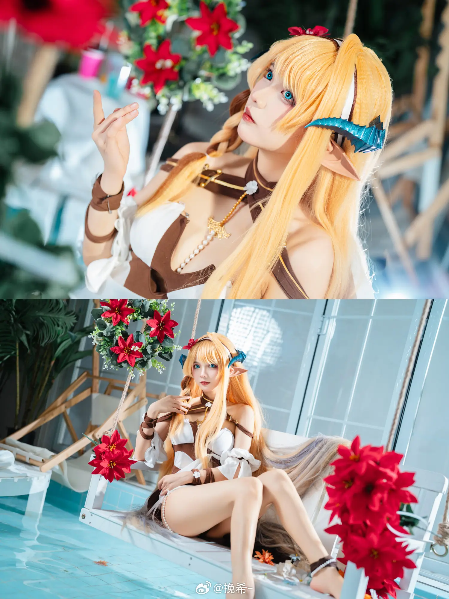 COSPLAY  阳光、沙滩还有大家，真的好怀念 明日方舟 琴柳@挽希- COSPLAY-第8张