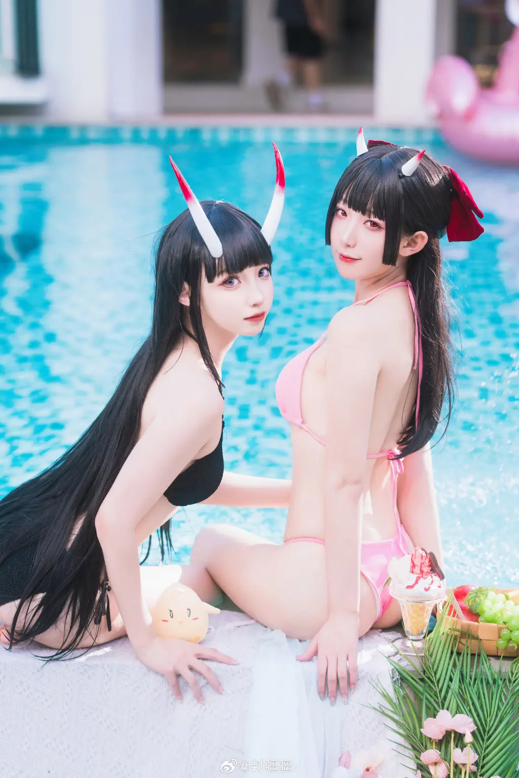 cosplay 碧蓝航线 🌴能代x酒匂泳装cos🍃@封疆疆v-公众号小姨ai