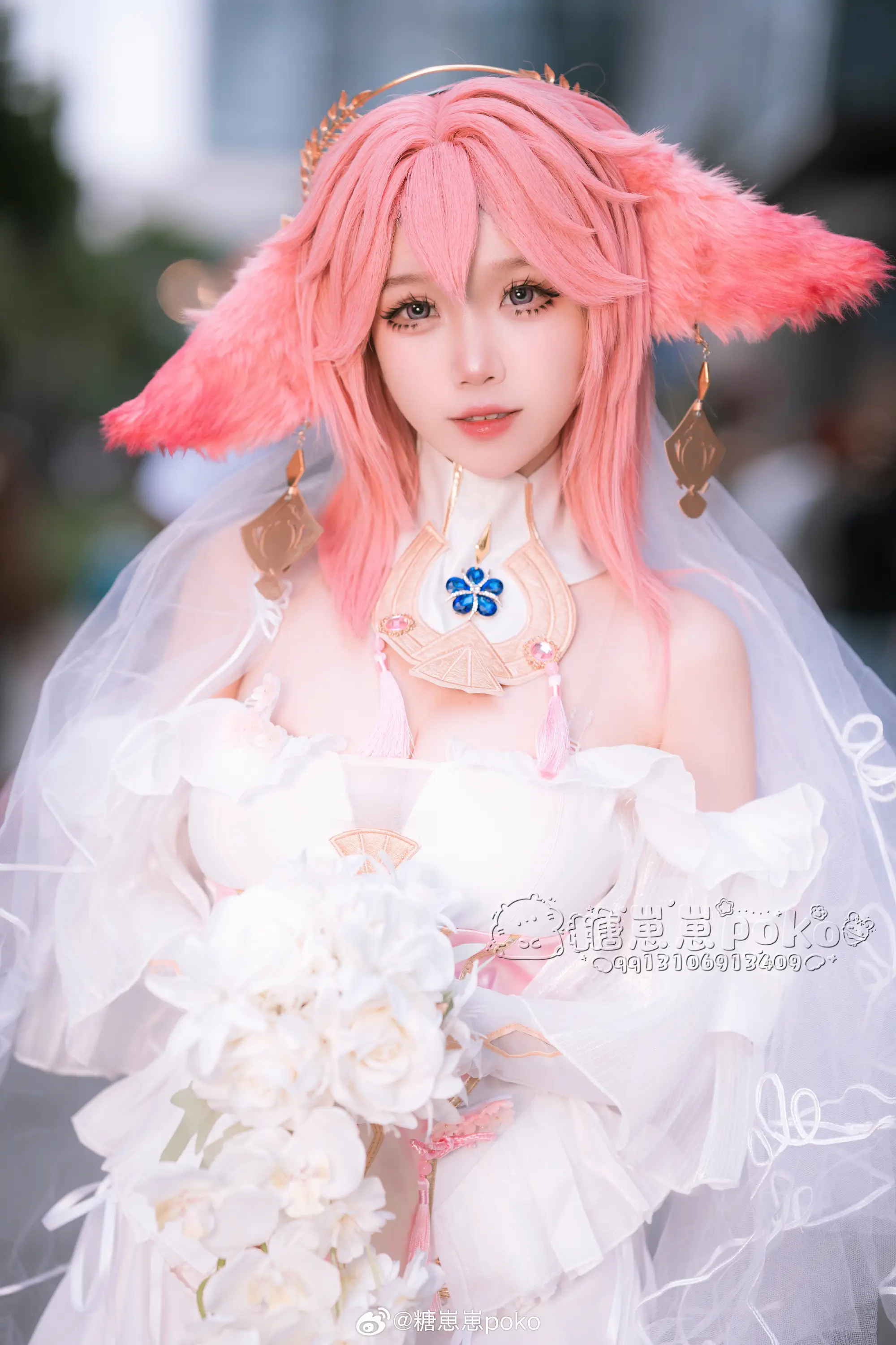 cosplay 原神 八重神子花嫁@糖崽崽poko-公众号小姨ai