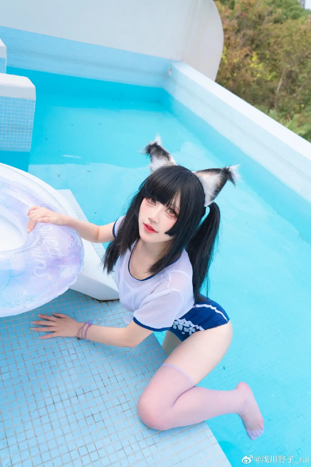 COSPLAY 胡桃率先出击！ 永劫无间 胡桃泳衣@浅川野子_rui-公众号小姨ai