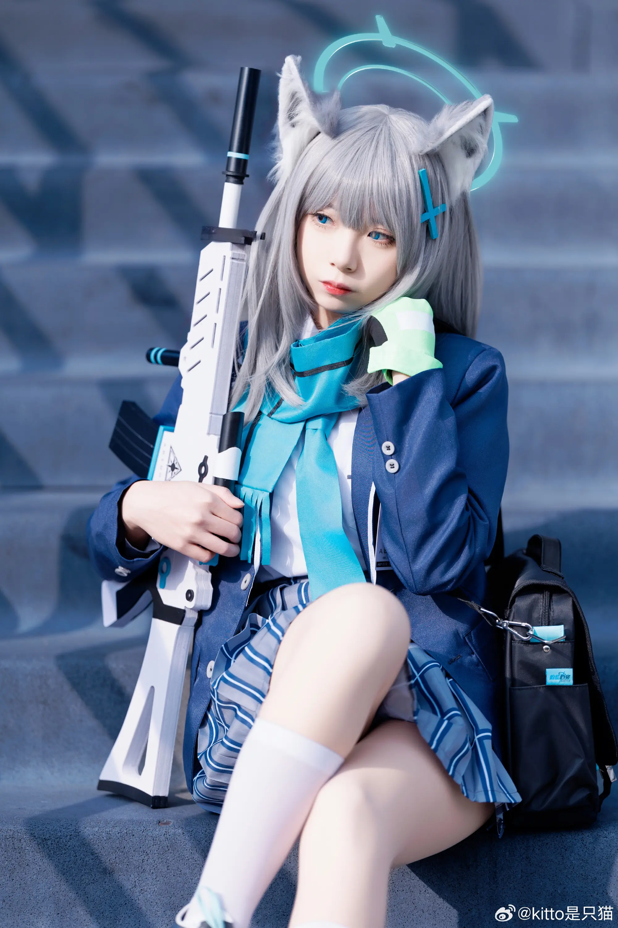 cosplay …唔？我脸上粘什么东西了吗？蔚蓝档案 砂狼白子@kitto是只猫 COSPLAY-第18张