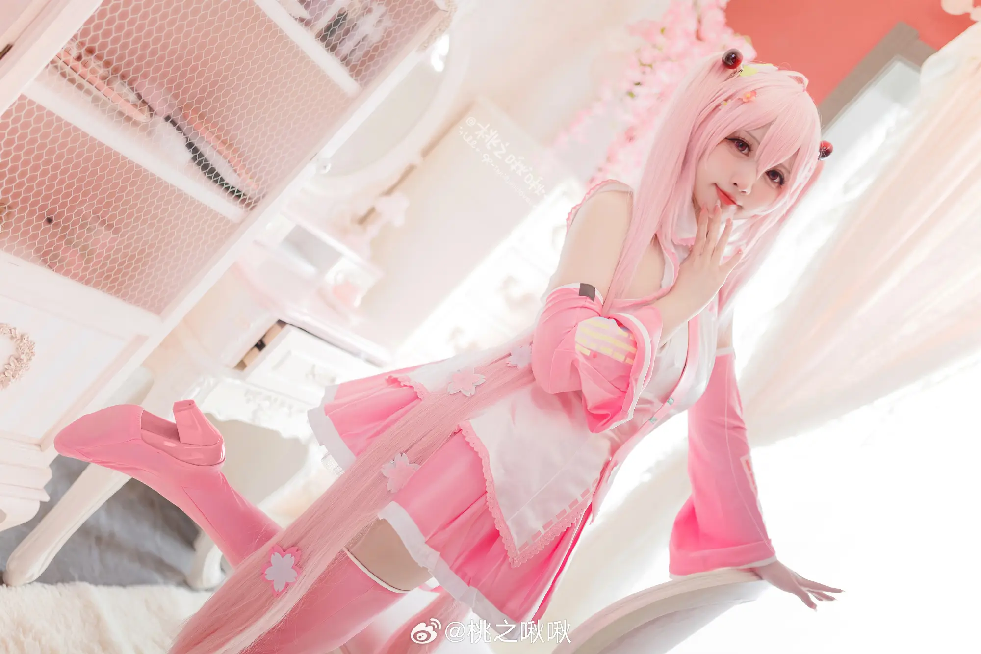 COSPLAY 🌸春日的樱色妖精🌸 樱初音!樱初音!终于发这套啦~@桃之啾啾 COSPLAY-第9张