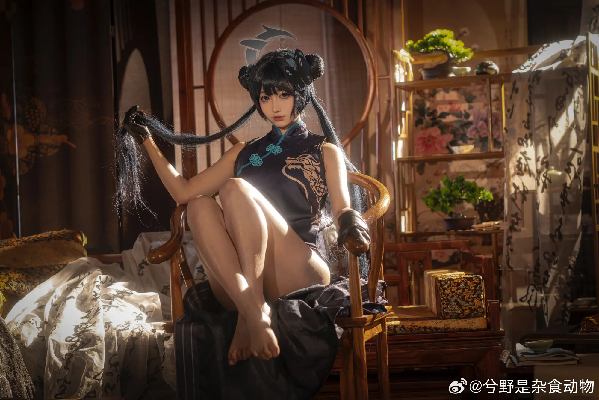cosplay 来自山海经的黑色君主 蔚蓝档案 龙华妃咲@兮野是杂食动物 COSPLAY-第5张