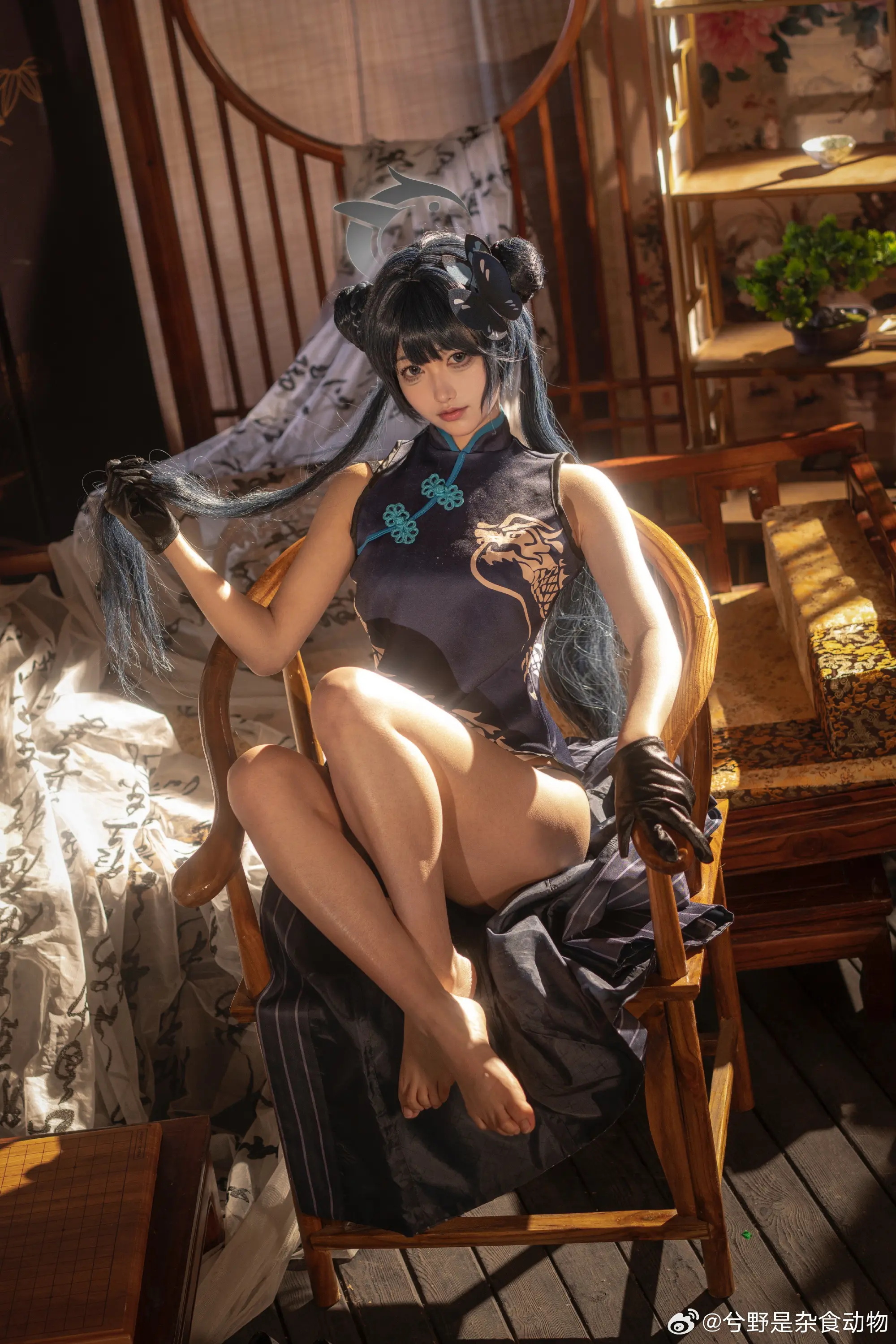 cosplay 来自山海经的黑色君主 蔚蓝档案 龙华妃咲@兮野是杂食动物 COSPLAY-第4张