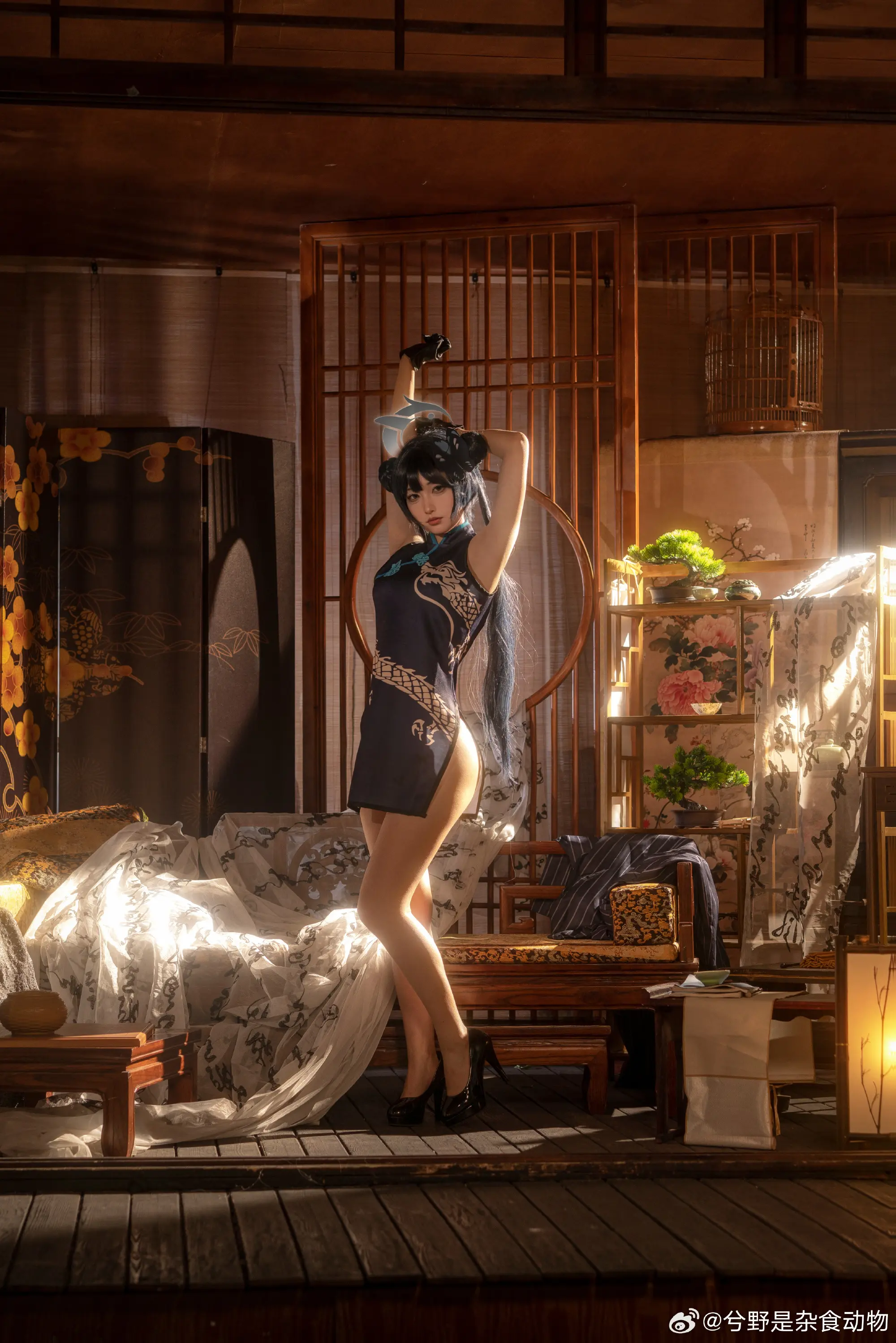 cosplay 来自山海经的黑色君主 蔚蓝档案 龙华妃咲@兮野是杂食动物 COSPLAY-第7张