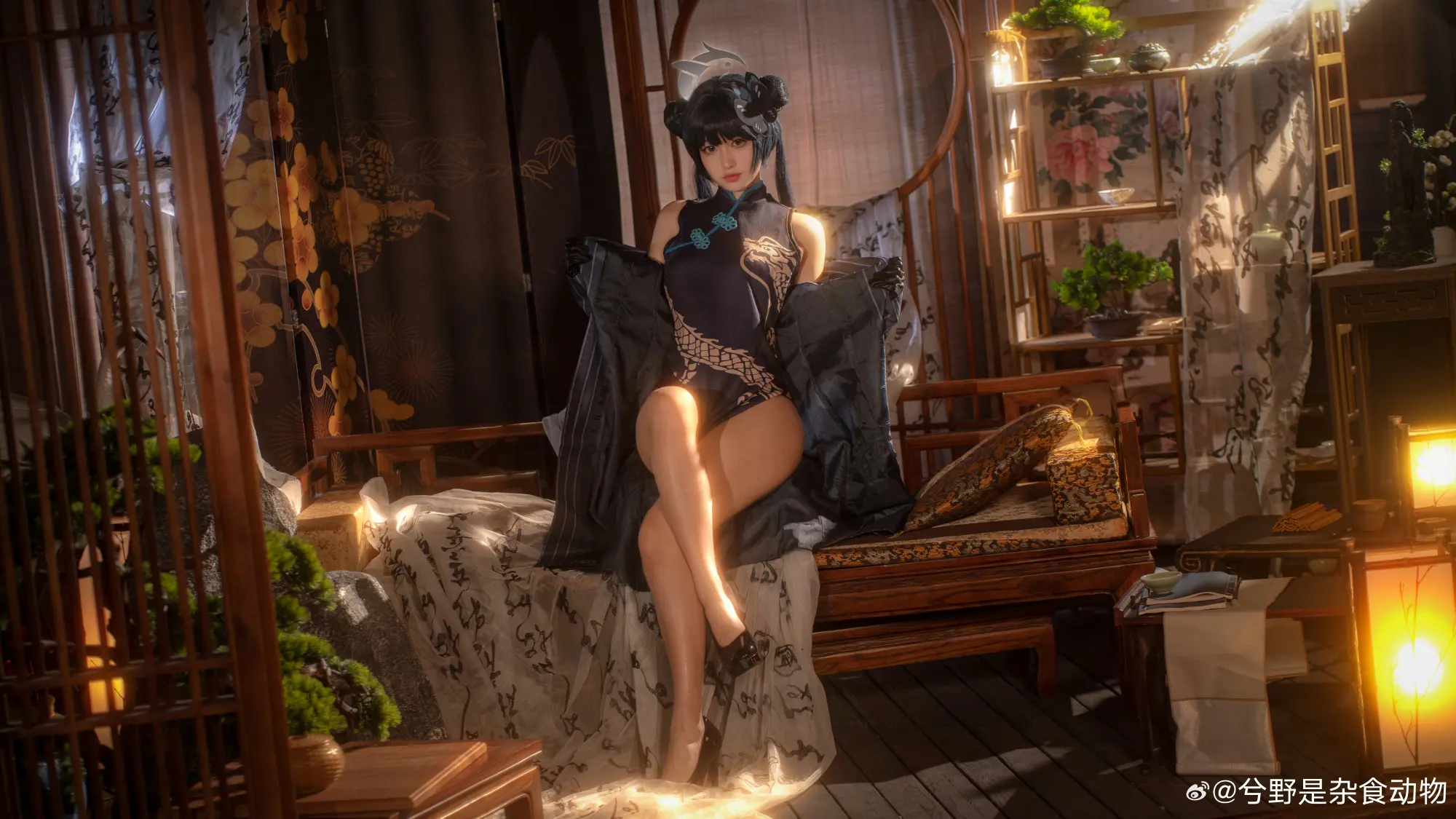 cosplay 来自山海经的黑色君主 蔚蓝档案 龙华妃咲@兮野是杂食动物 COSPLAY-第11张