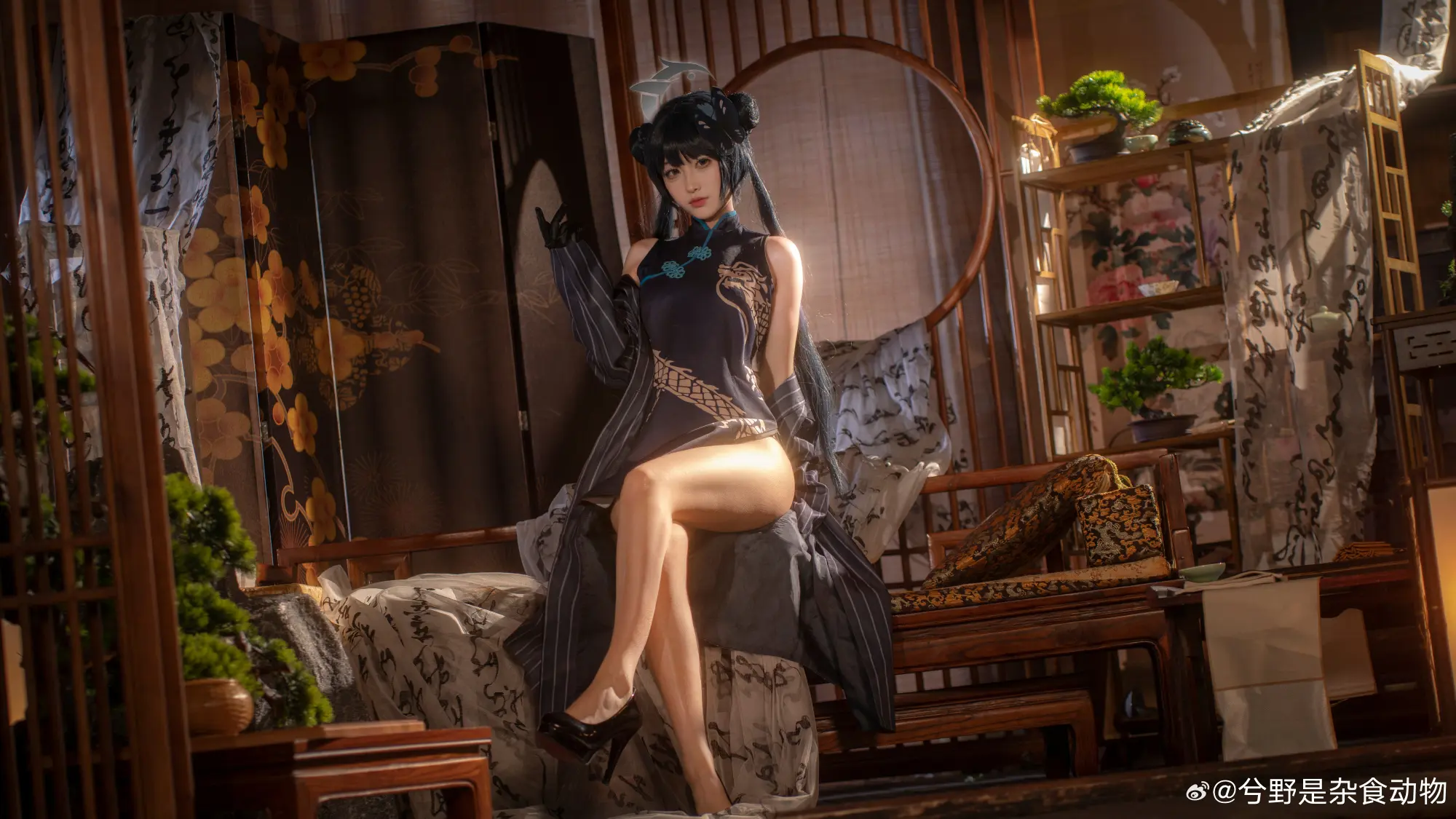 cosplay 来自山海经的黑色君主 蔚蓝档案 龙华妃咲@兮野是杂食动物 COSPLAY-第12张