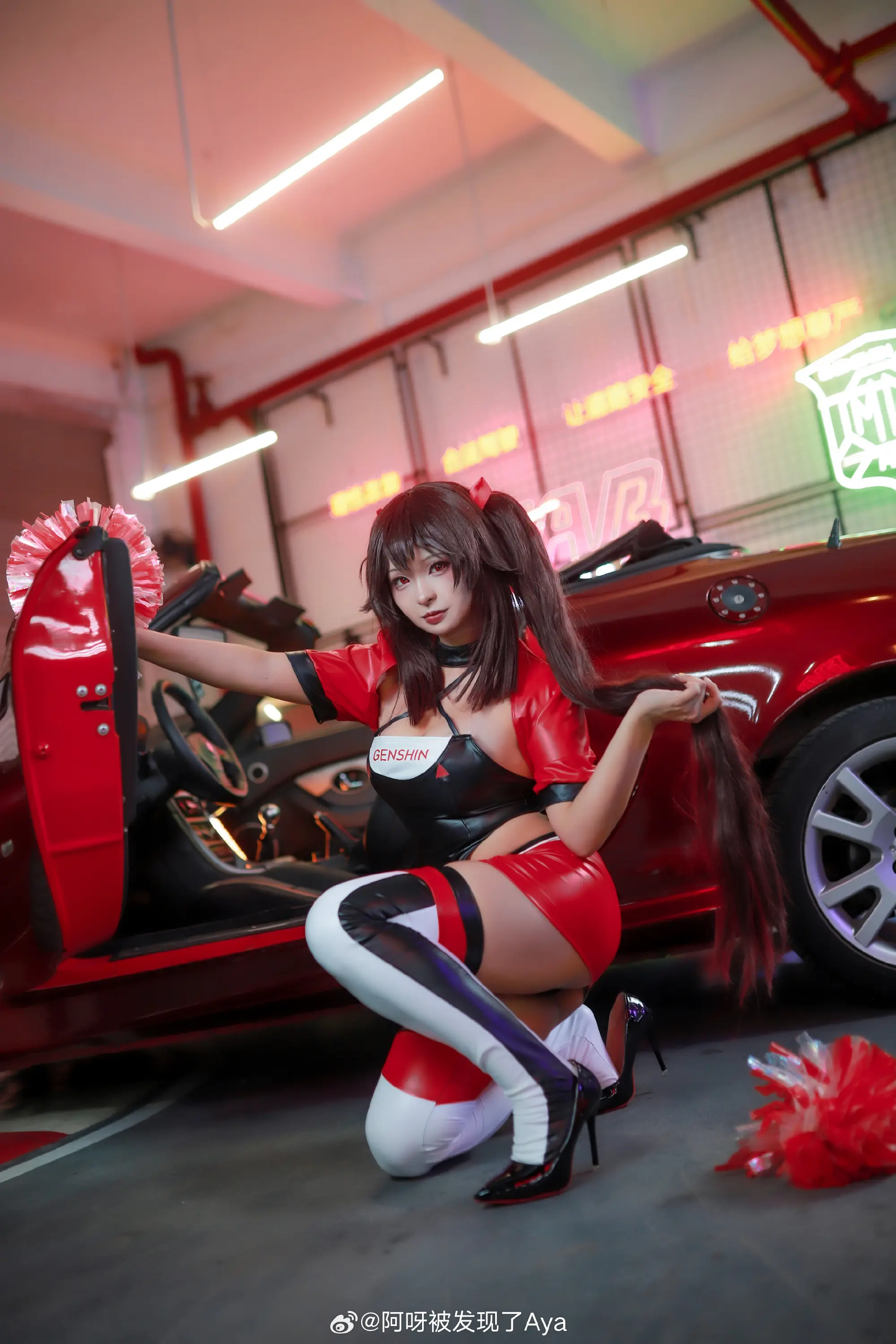 COSPLAY 哦，你困了吗～？那你好好休息吧，我一个人四处转转～原神 赛车娘胡桃@阿呀想长高 COSPLAY-第2张