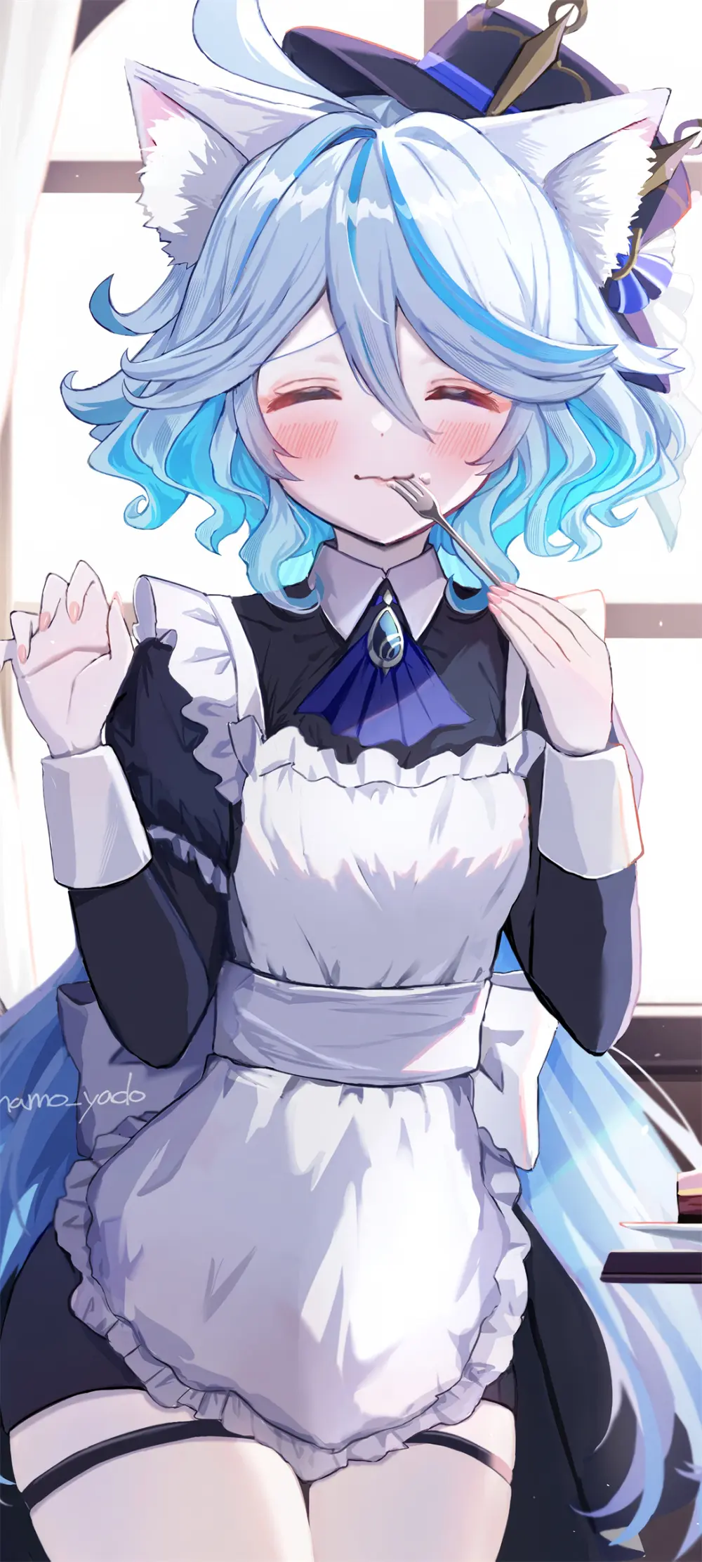 动漫壁纸 | 超可爱银发美少女 兽耳芙宁娜 今日插画壁纸推荐 壁纸-第13张