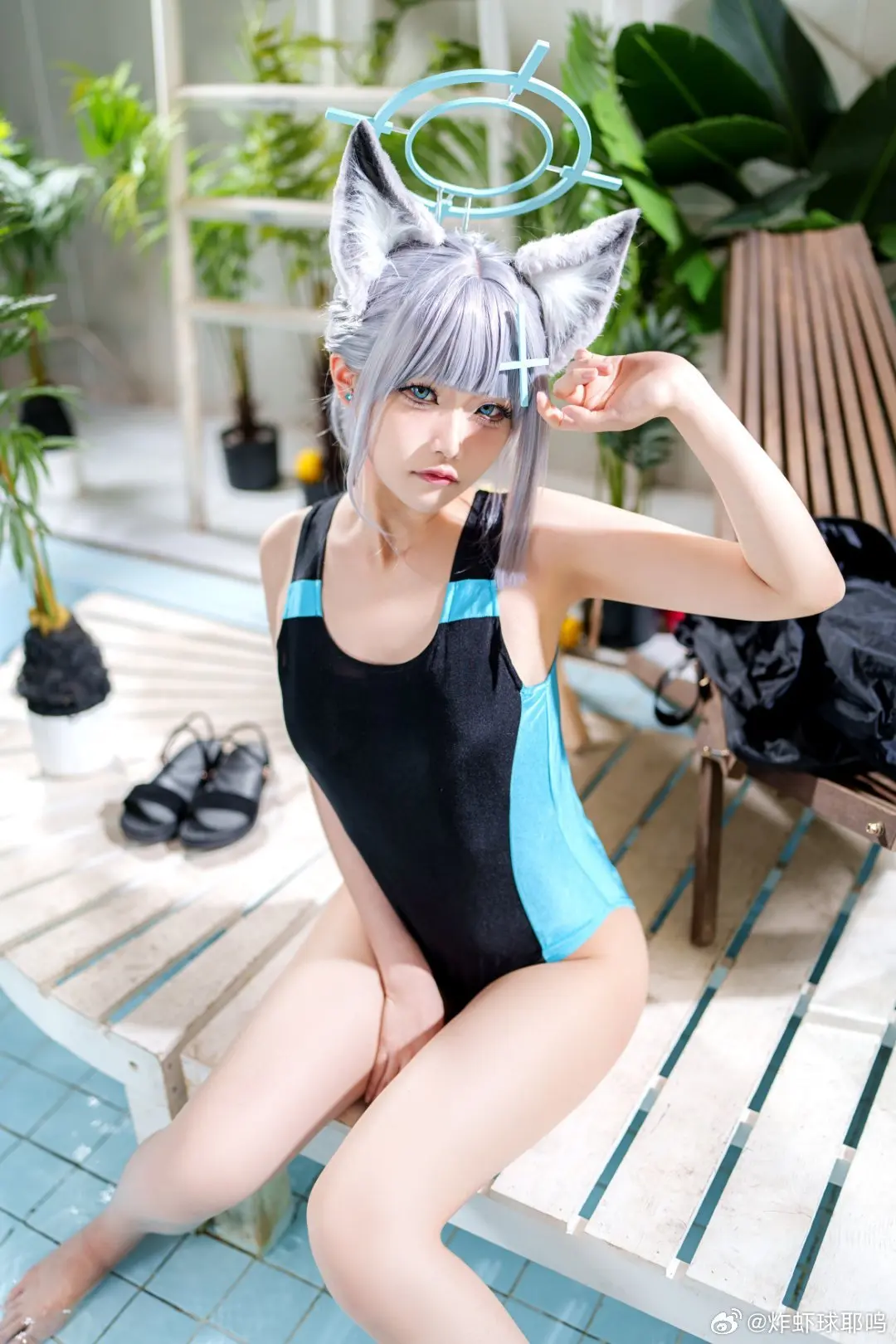 cos正片  碧蓝档案 砂狼白子 泳装@炸虾球耶呜 COSPLAY-第3张