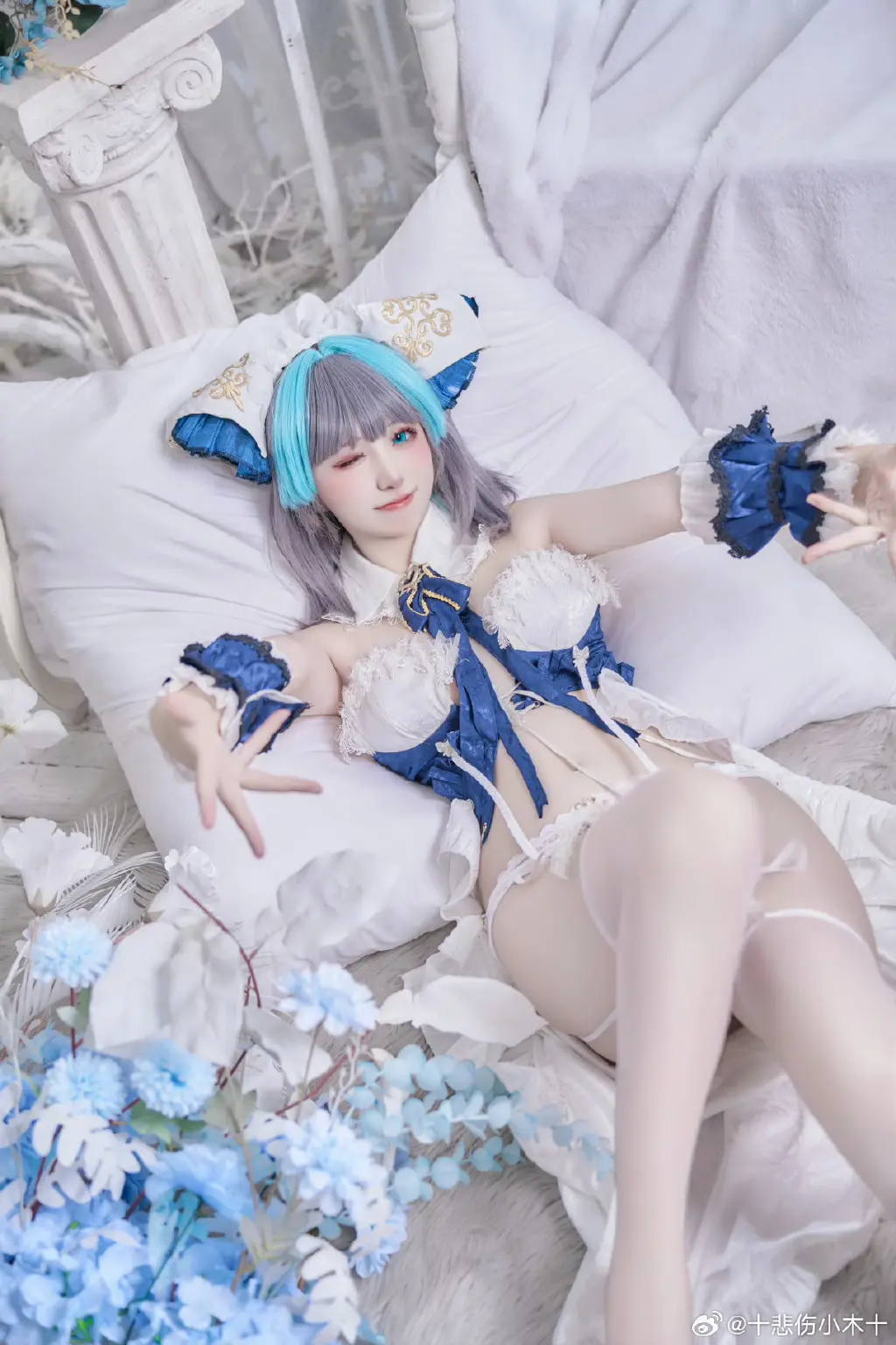 COSPLAY 碧蓝航线 柴郡睡衣cos@十悲伤小木十-公众号小姨ai