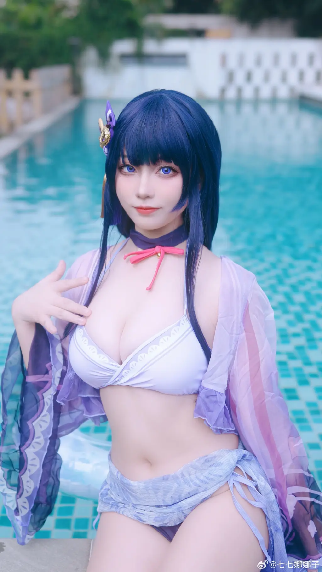 cosplay 原神 雷电将军泳装cos@七七娜娜子-公众号小姨ai