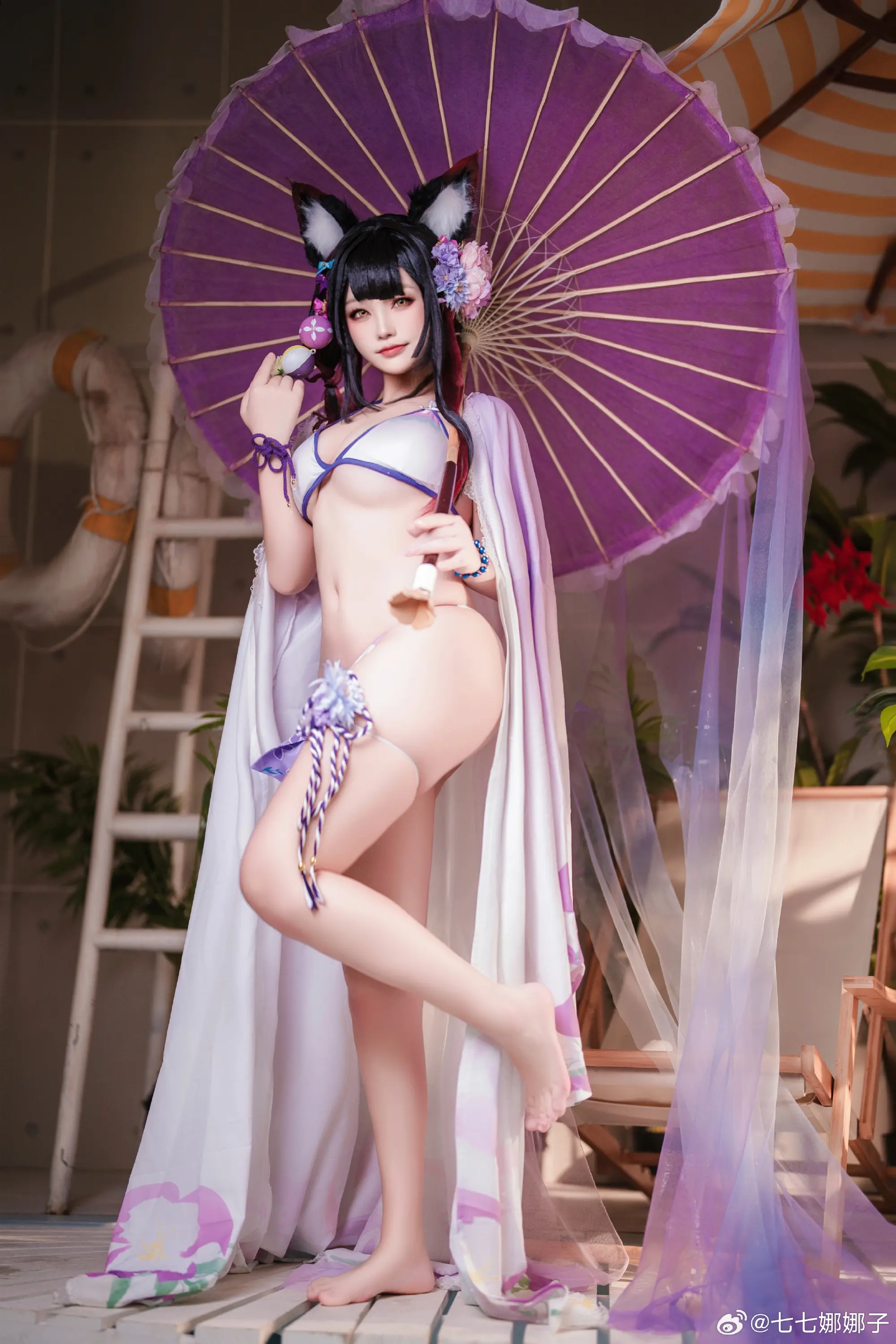 COSPLAY 碧蓝档案 狐坂若藻泳装水着cos@七七娜娜子 COSPLAY-第3张