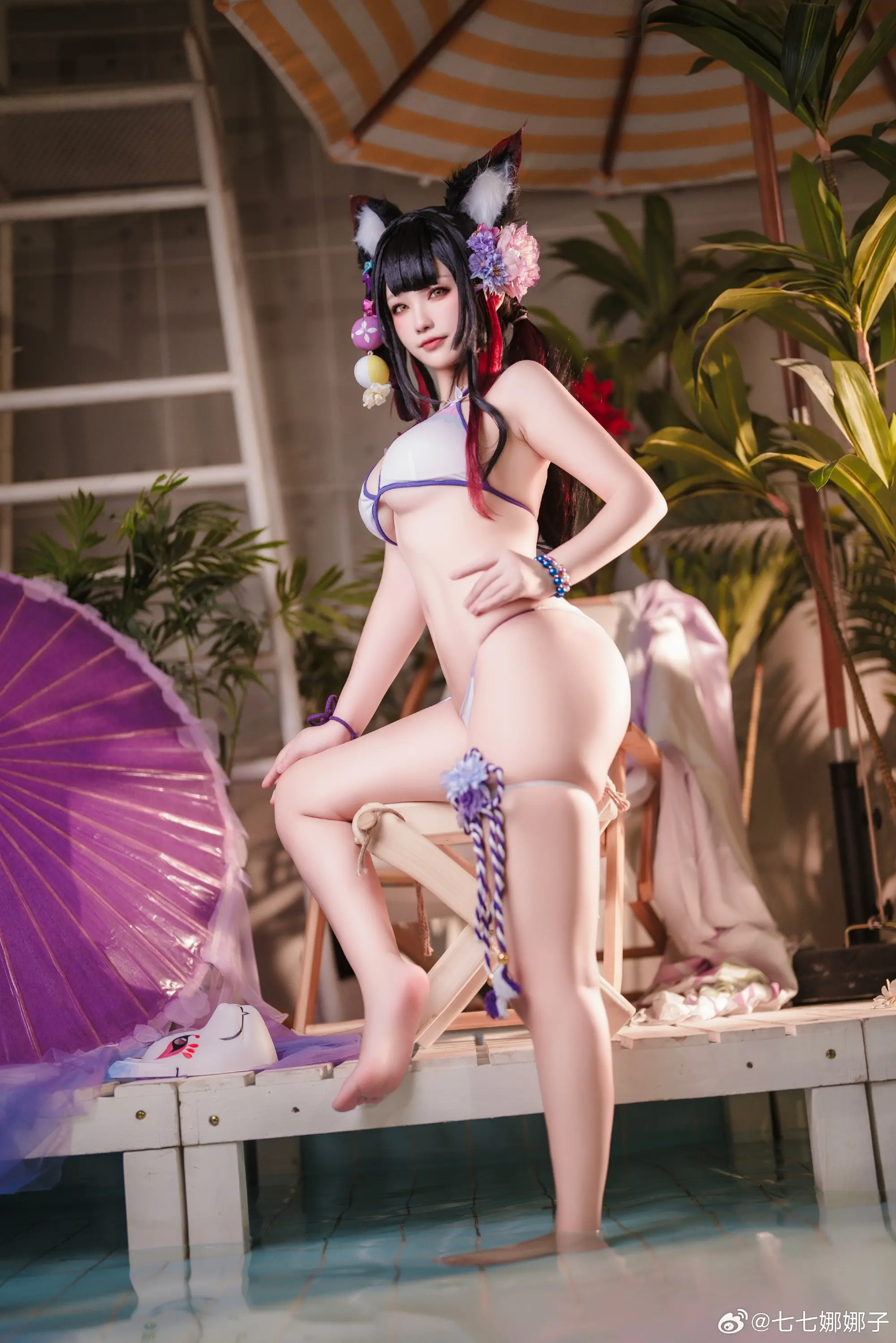 COSPLAY 碧蓝档案 狐坂若藻泳装水着cos@七七娜娜子 COSPLAY-第4张