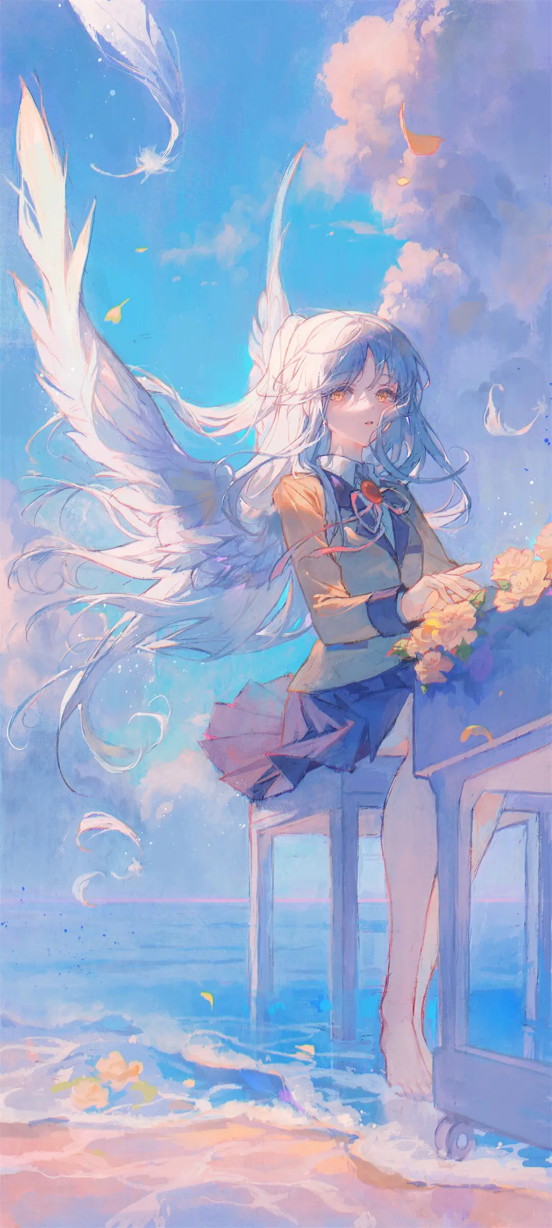 P站插画 立华奏 Angel Beats! 美图壁纸 美少女@Matcha_-公众号小姨ai