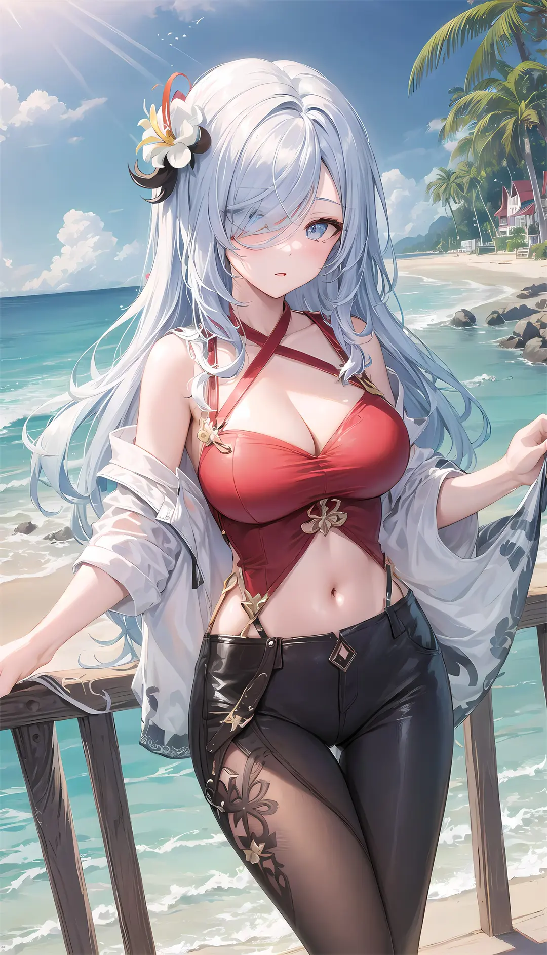 P站壁纸 AI绘画 原神 申鹤 手机壁纸@bright sky-公众号小姨ai