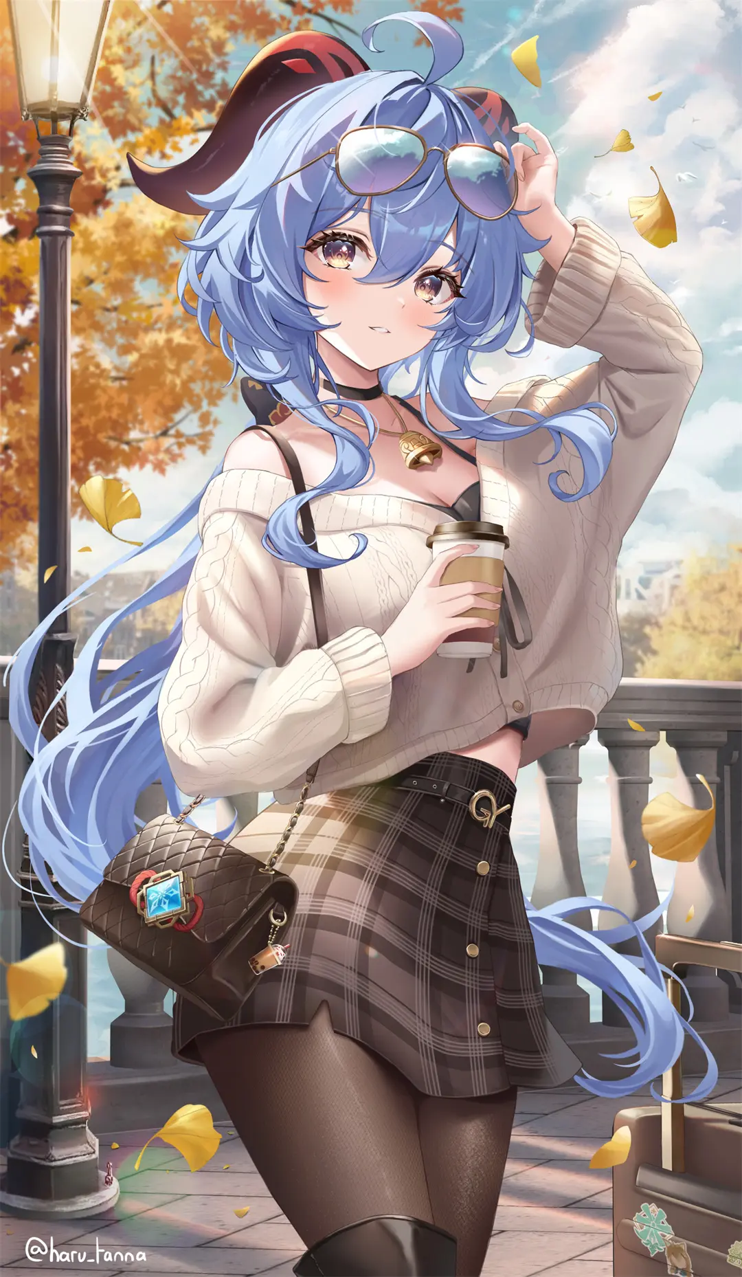 P站插画 手机壁纸 长筒靴 黑丝袜 原神 甘雨@Harukix-公众号小姨ai