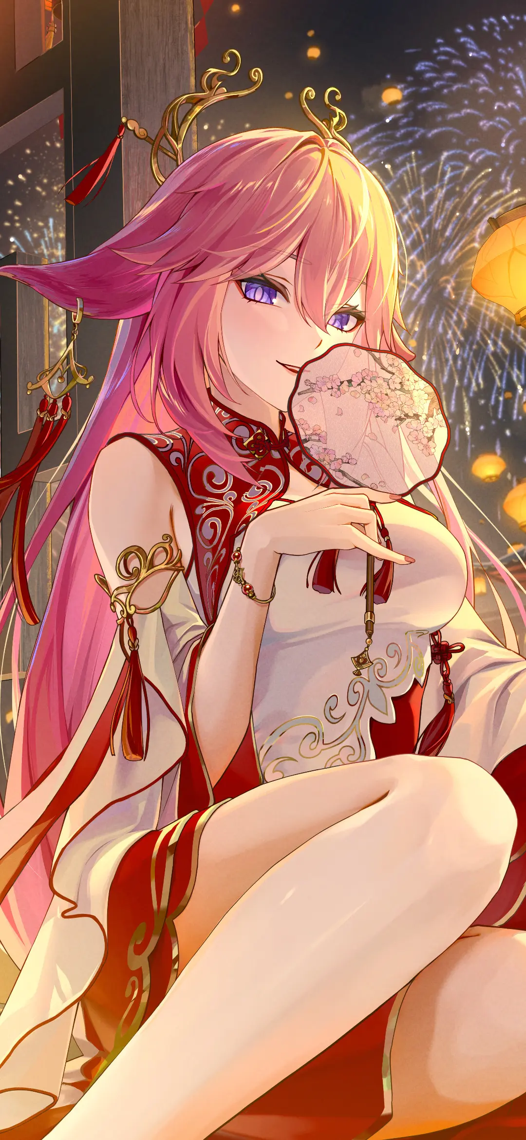 【动漫壁纸】粉毛兽耳少女 原神 八重神子 明日方舟 斯卡蒂 深夜里想着你心乱如麻 壁纸-第8张