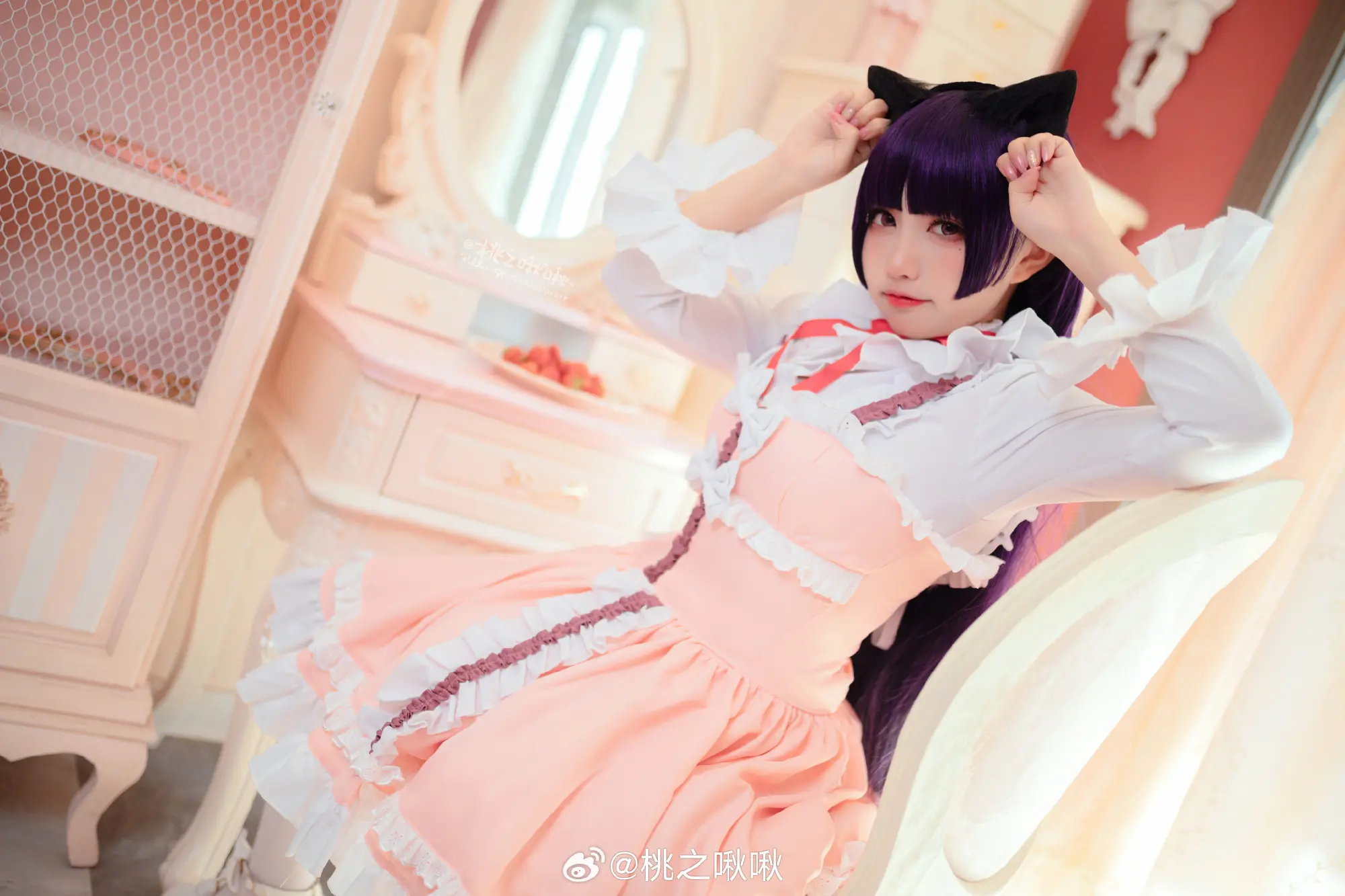 🍓 🍓 𝘀𝘁𝗿𝗮𝘄𝗯𝗲𝗿𝗿𝘆-黒猫洋装 正如未成熟草莓般酸涩的恋情 五更琉璃 俺妹@桃之啾啾 COSPLAY-第4张