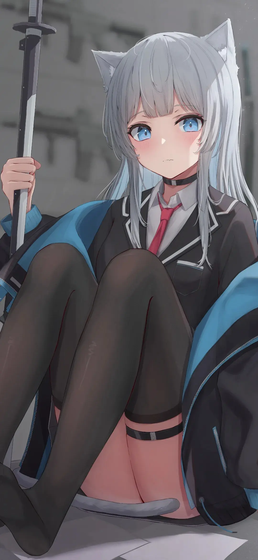 【动漫壁纸】毛白美少女 双马尾 兽耳少女 其实你从来未曾想为我停留 哪怕一秒 手机壁纸-第7张