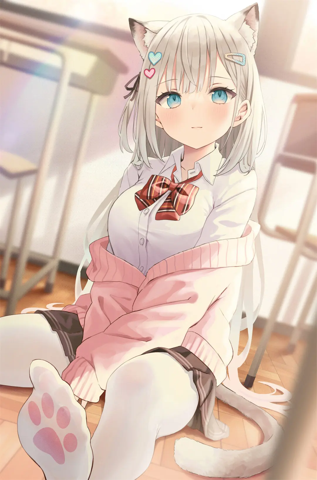 【动漫美图】粉毛兽耳美少女 我说我不会写诗我 只是在诗里刻画了你的影子 手机壁纸-第3张
