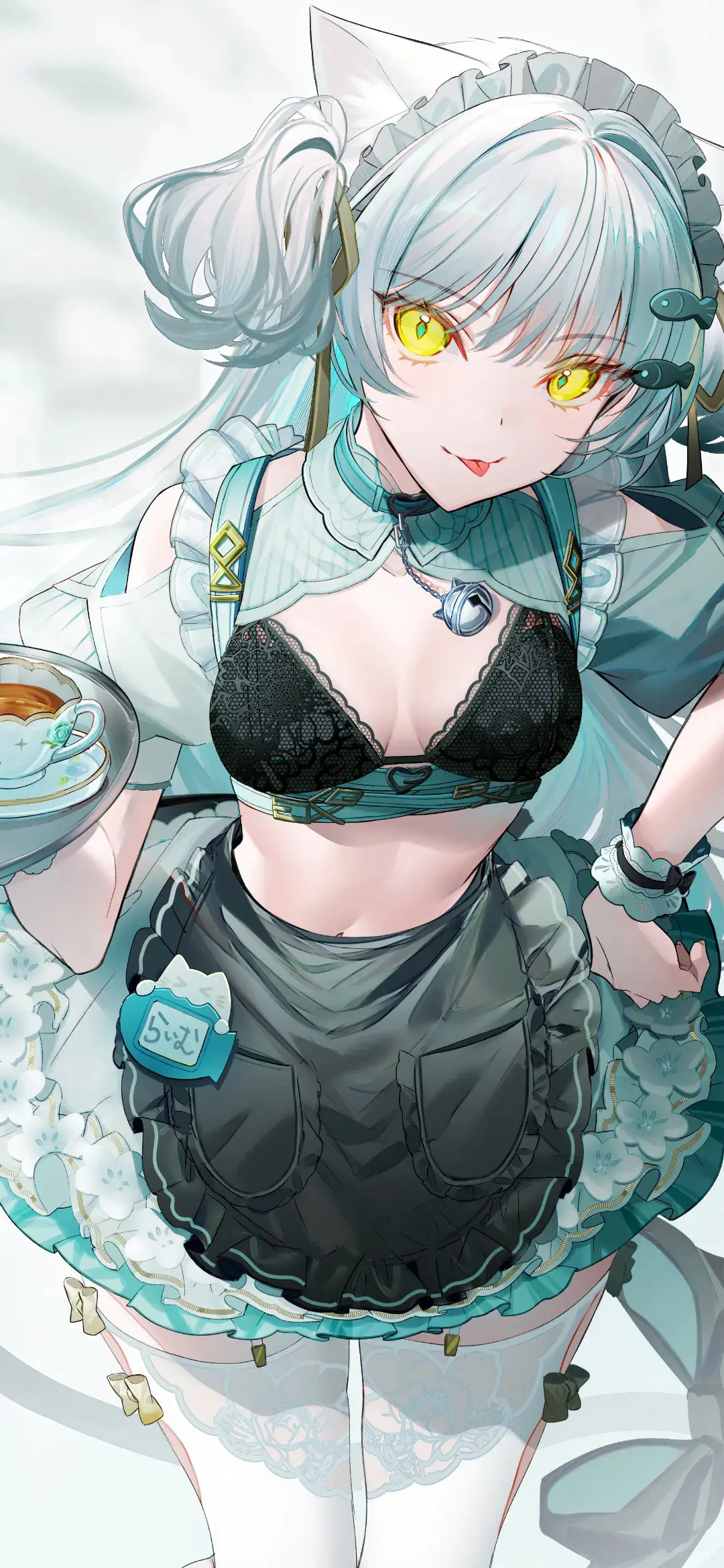 【动漫壁纸】女仆装 JK制服艾莉亚 粉毛兽耳美少女 人生就像一辆列车 交错却不知去何方 手机壁纸-第3张