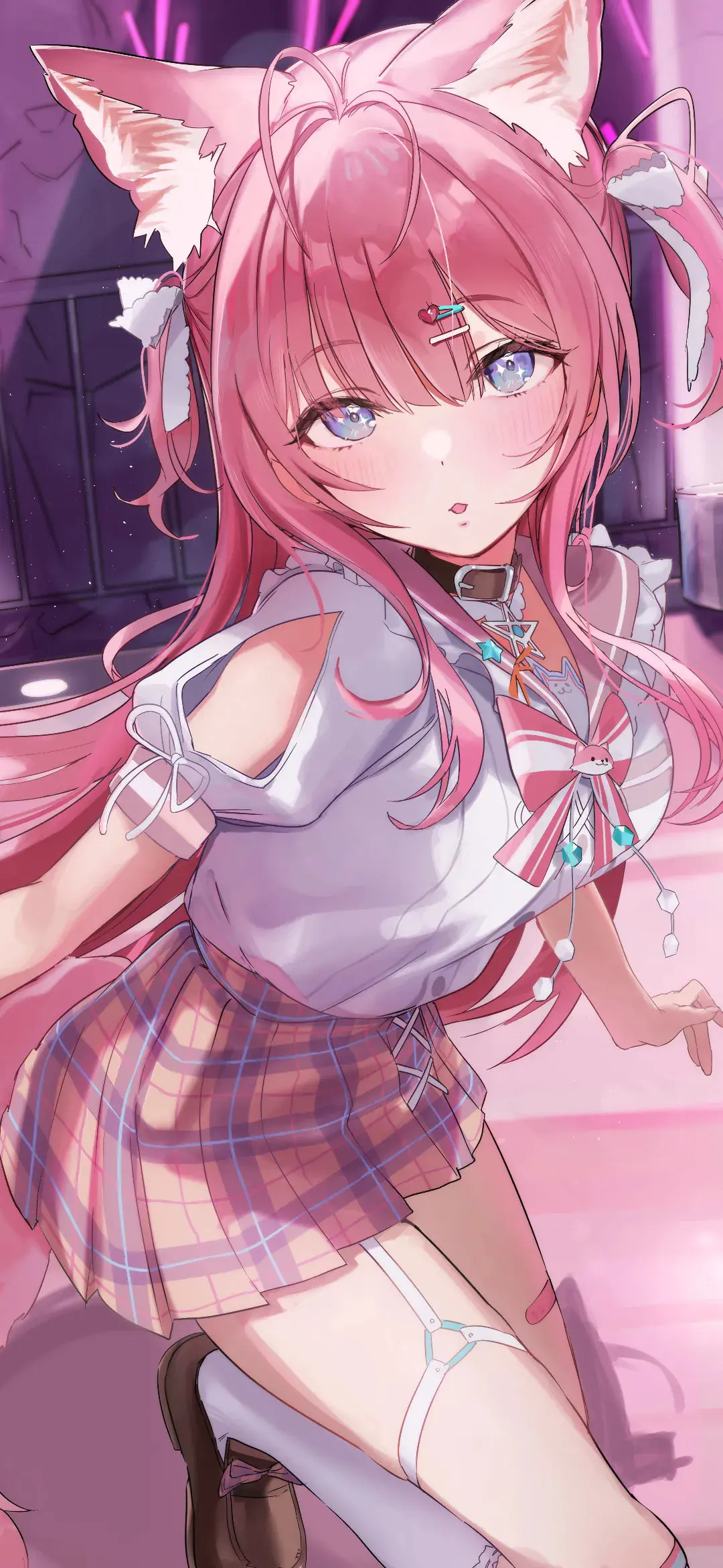 【动漫壁纸】粉毛兽耳美少女 原神 小胡桃 鸣潮 吟霖 请不要失望 哪怕平淡收场-公众号小姨ai