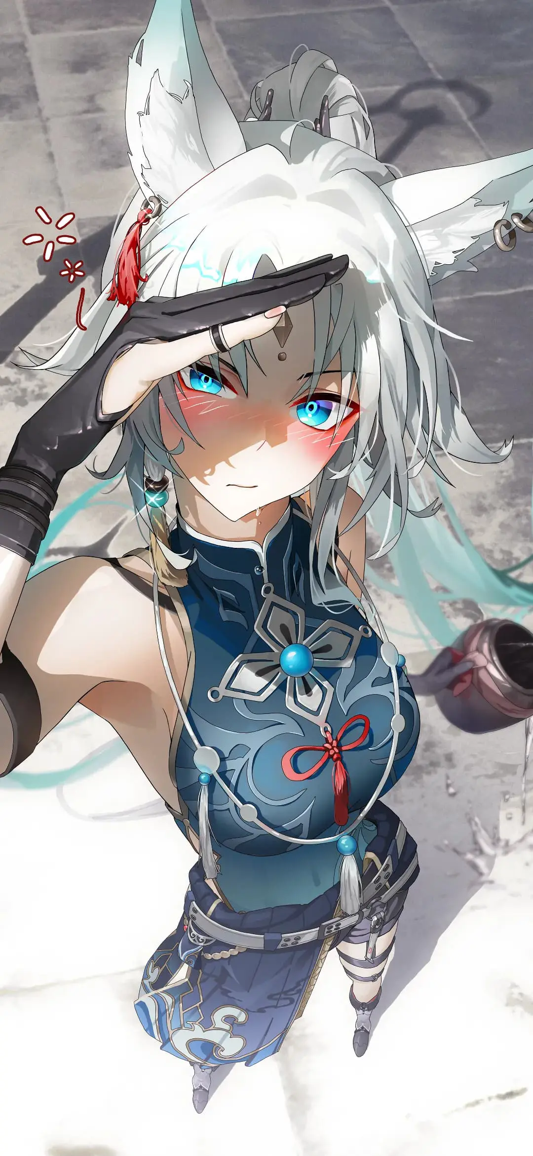 【动漫壁纸】碧蓝档案 妃咲 JK制服 白发兽耳美少女 你的人生是我来迟了 手机壁纸-第6张