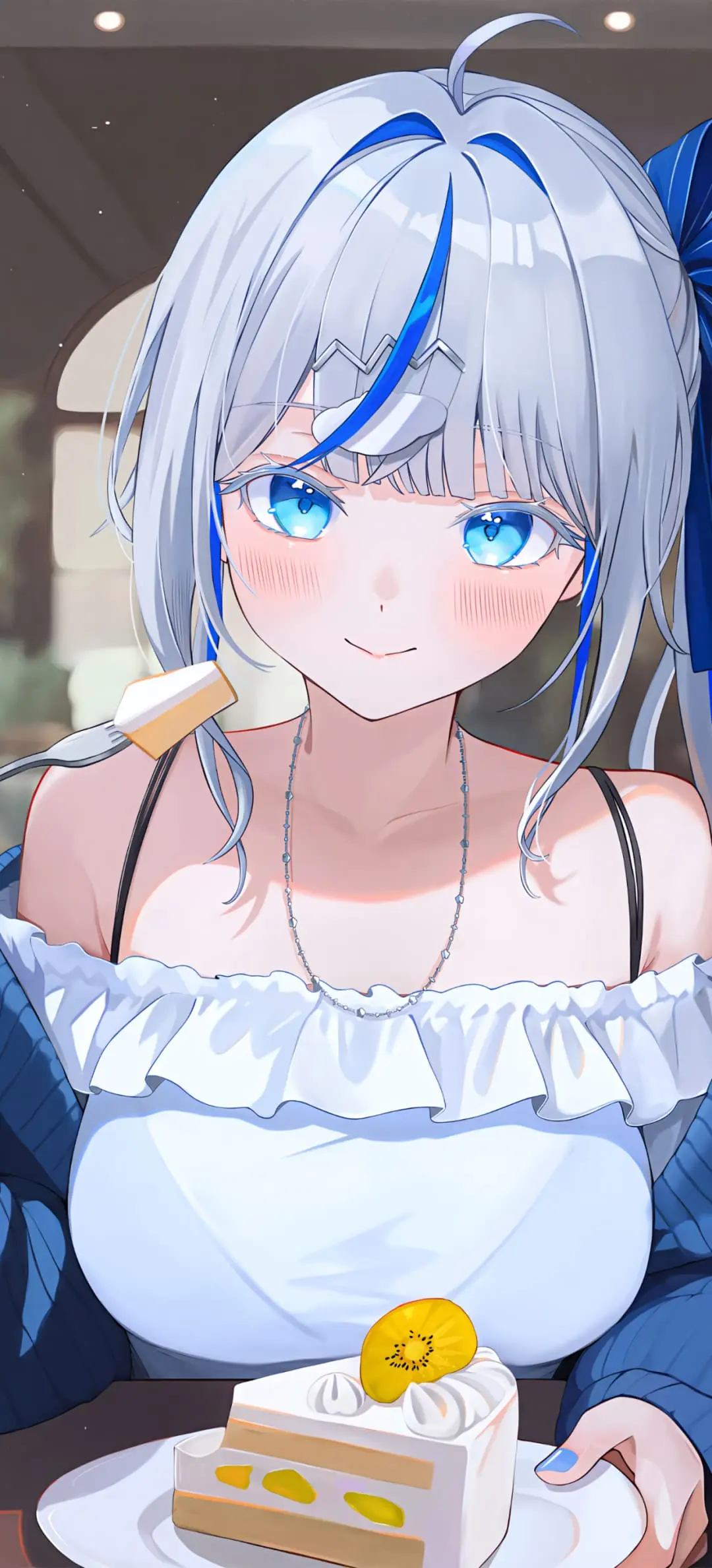 【动漫壁纸】白毛兽耳美少女 碧蓝档案 桐生桔梗 你的微笑总是让我为你着迷 手机壁纸-第1张