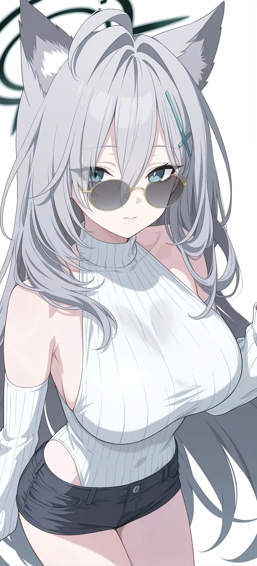 【动漫壁纸】白毛兽耳美少女 碧蓝档案 桐生桔梗 你的微笑总是让我为你着迷-公众号小姨ai