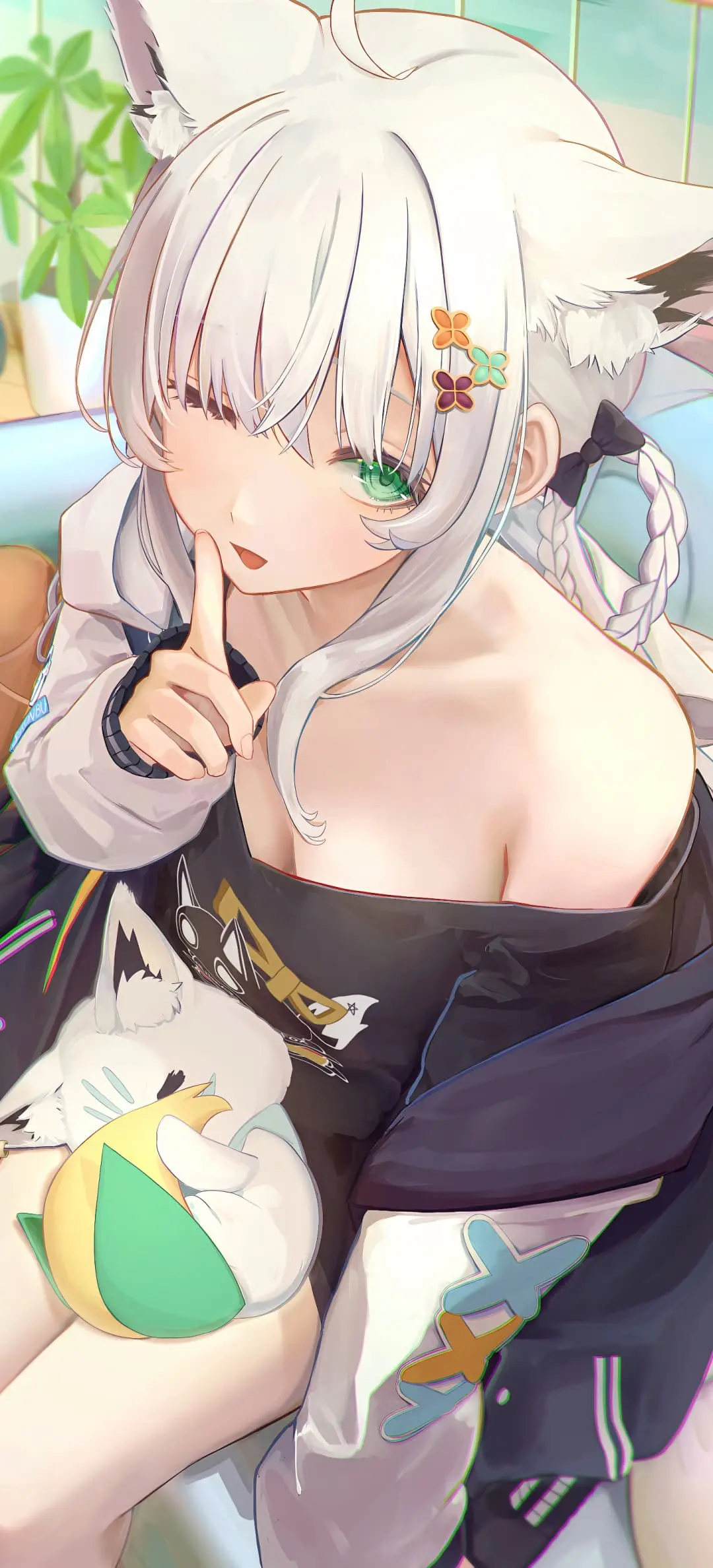 【动漫壁纸】白毛兽耳美少女 碧蓝档案 桐生桔梗 你的微笑总是让我为你着迷 手机壁纸-第9张