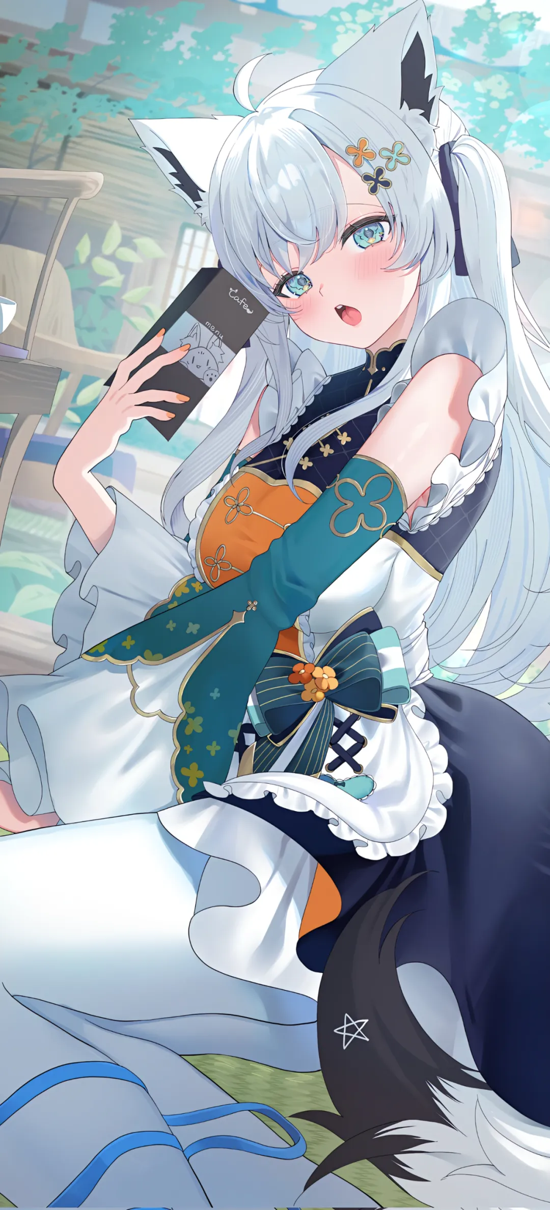 【动漫壁纸】白毛兽耳美少女 初音未来 星穹铁道 卡芙卡 遐蝶 大黑塔 插画美图推荐-公众号小姨ai
