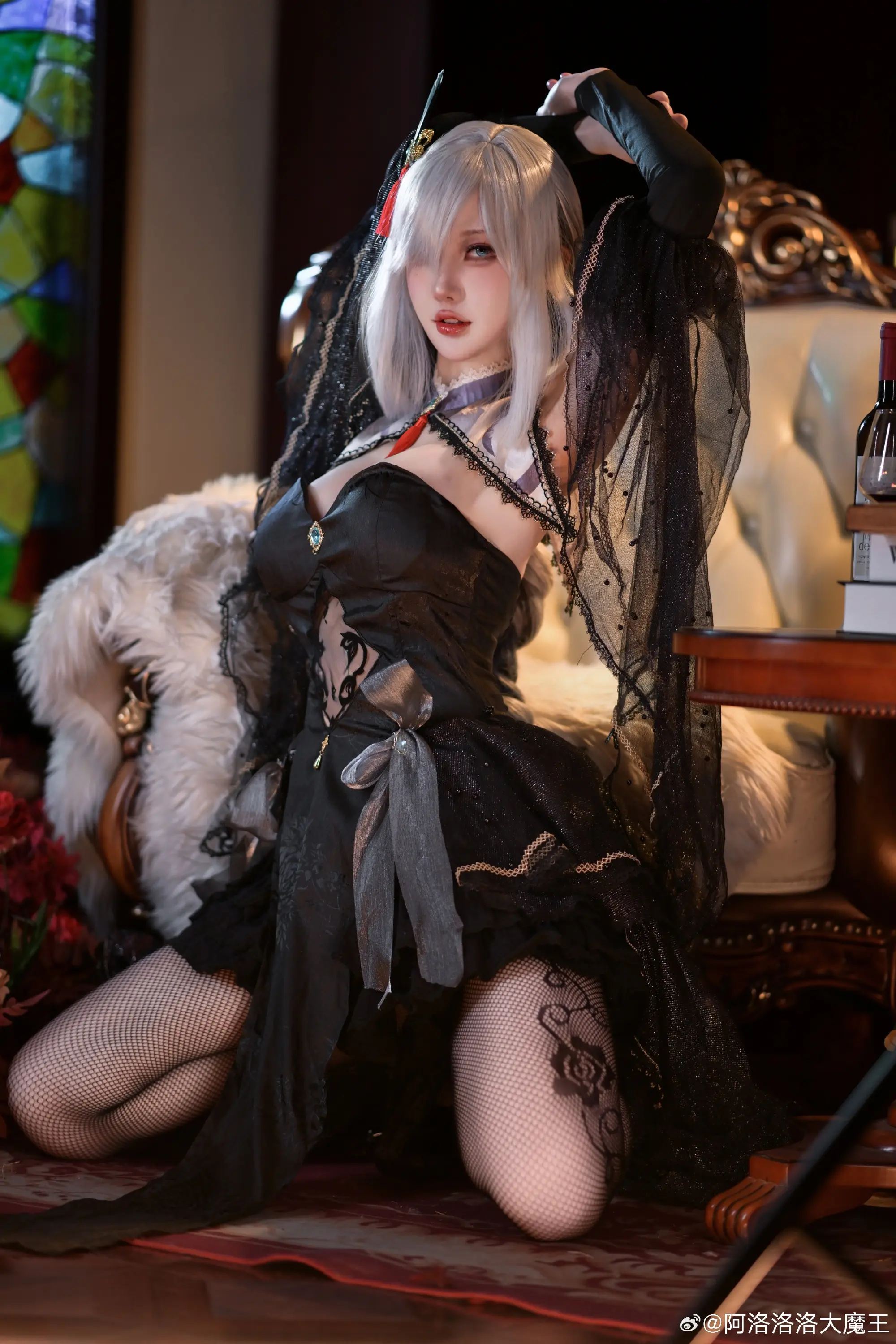 COSPLAY 原神·申鹤·黑色礼服私设@阿洛洛洛大魔王-公众号小姨ai