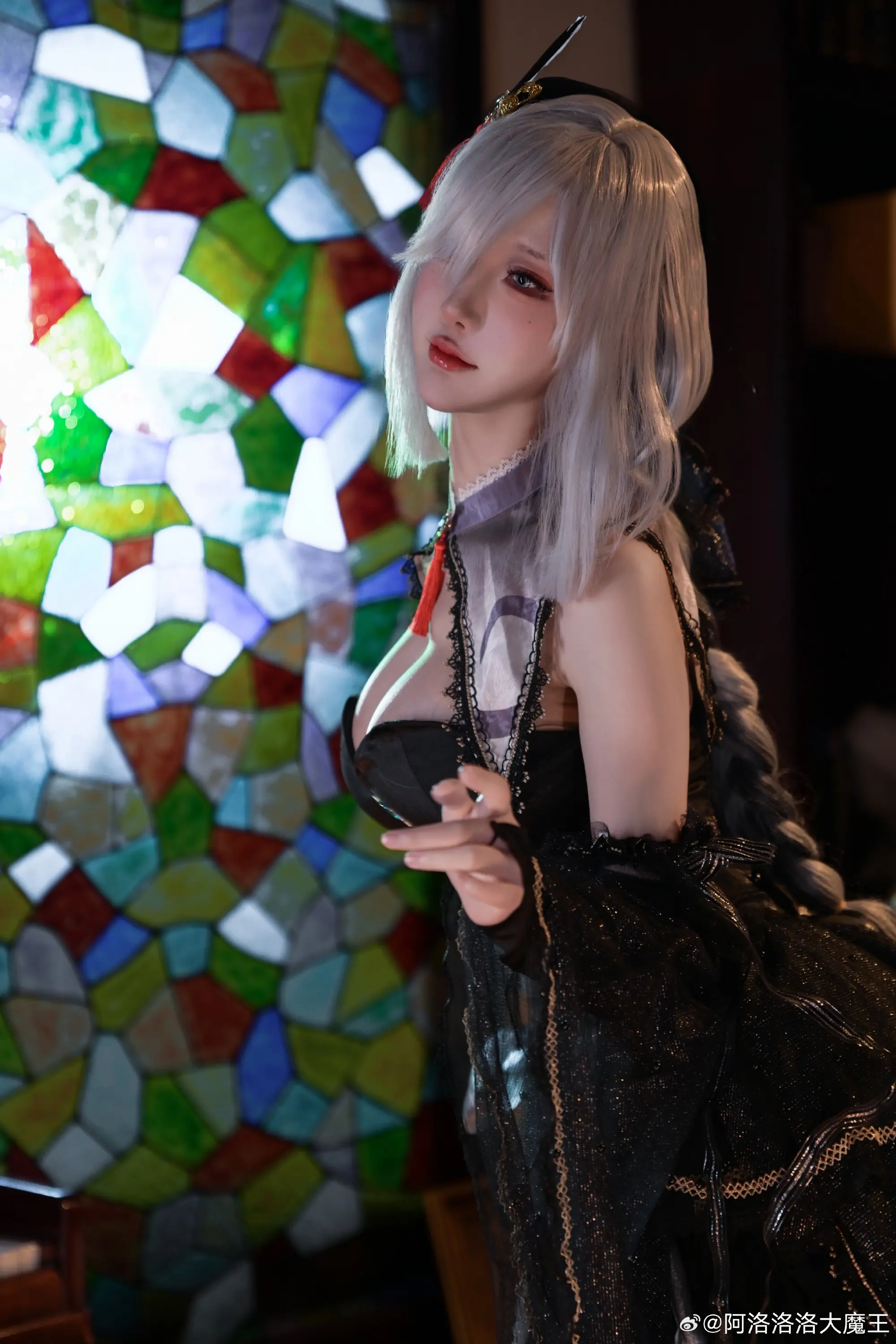 COSPLAY 原神·申鹤·黑色礼服私设@阿洛洛洛大魔王 COSPLAY-第2张
