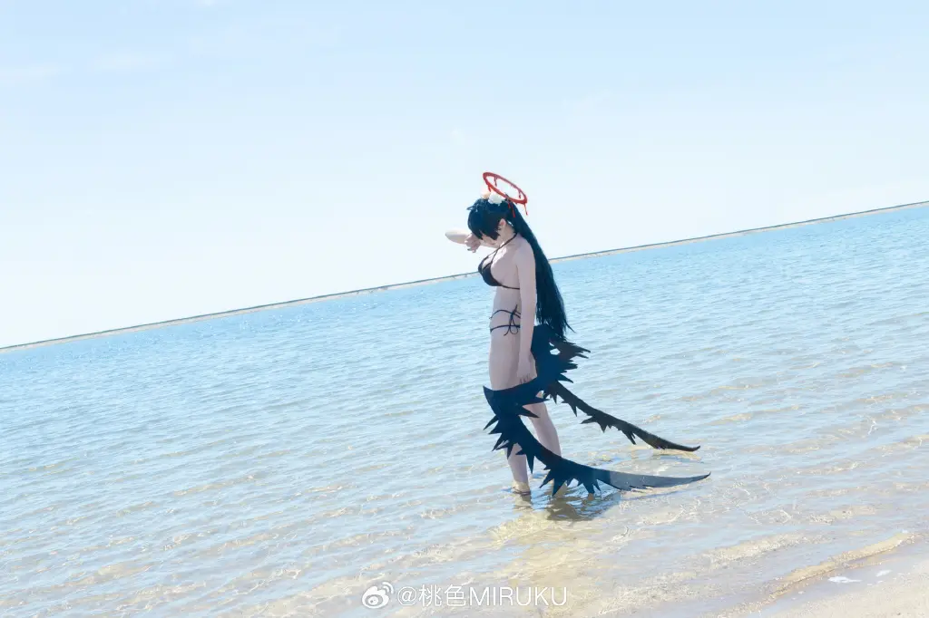 我还是第一次、像这样在海里玩、虽然很尽兴 碧蓝档案 剑先鹤城@桃色MIRUKU COSPLAY-第9张