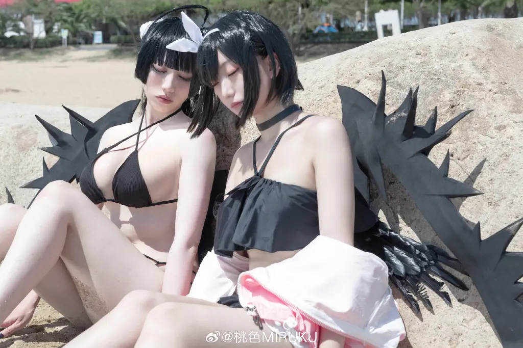 我还是第一次、像这样在海里玩、虽然很尽兴 碧蓝档案 剑先鹤城@桃色MIRUKU COSPLAY-第11张