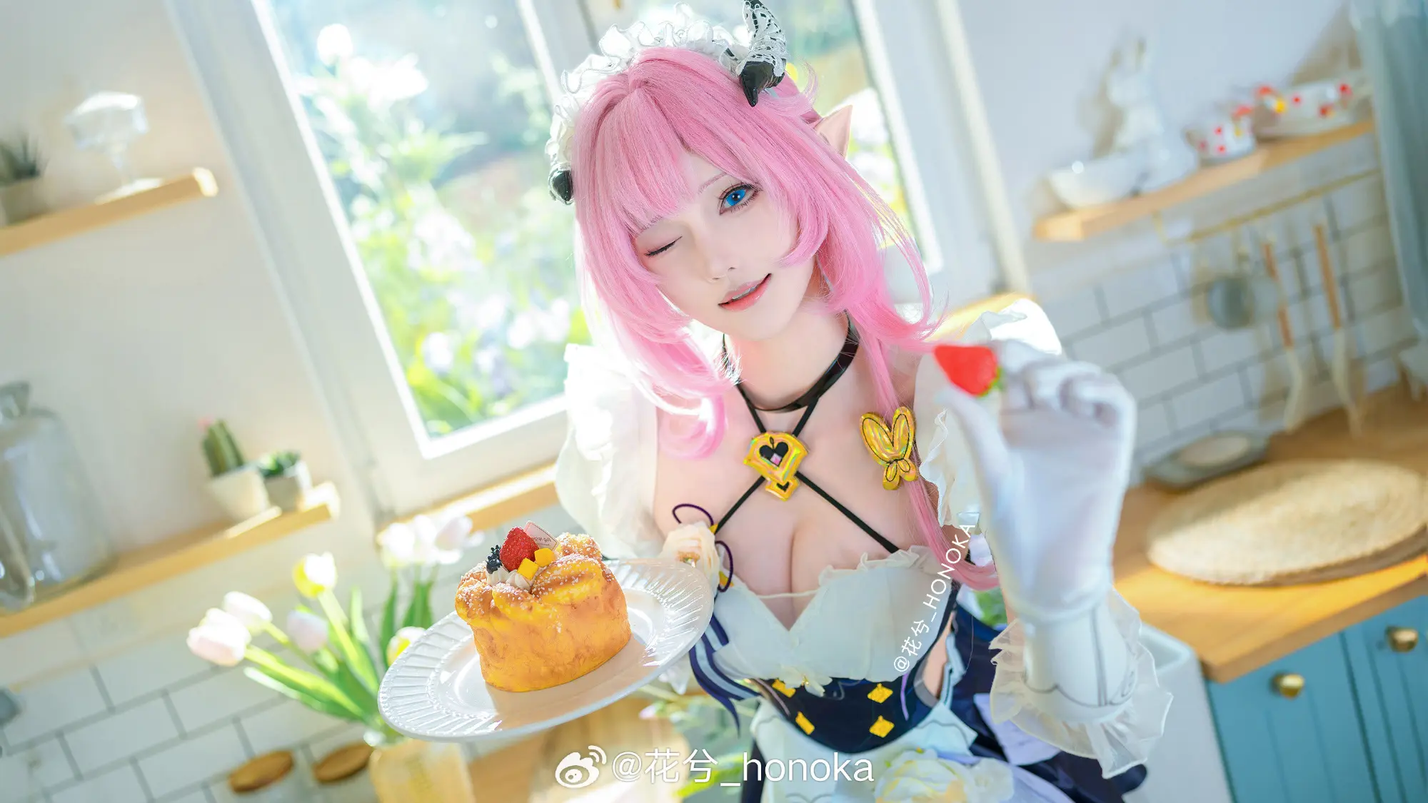 COSPLAY 🎀粉色甜心小姐🎀 崩坏3 爱莉希雅@花兮_honoka COSPLAY-第4张