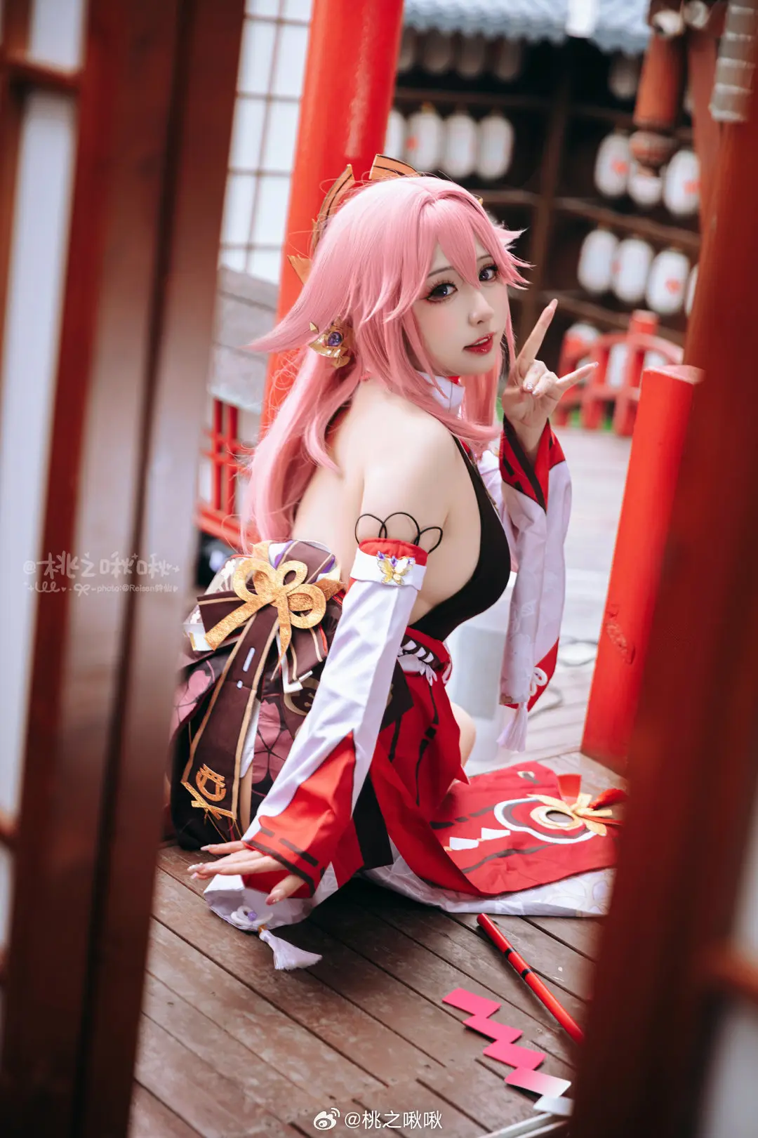 COSPLAY 原神 ⛩️ 华紫樱绯·八重神子 ⛩️@桃之啾啾-公众号小姨ai