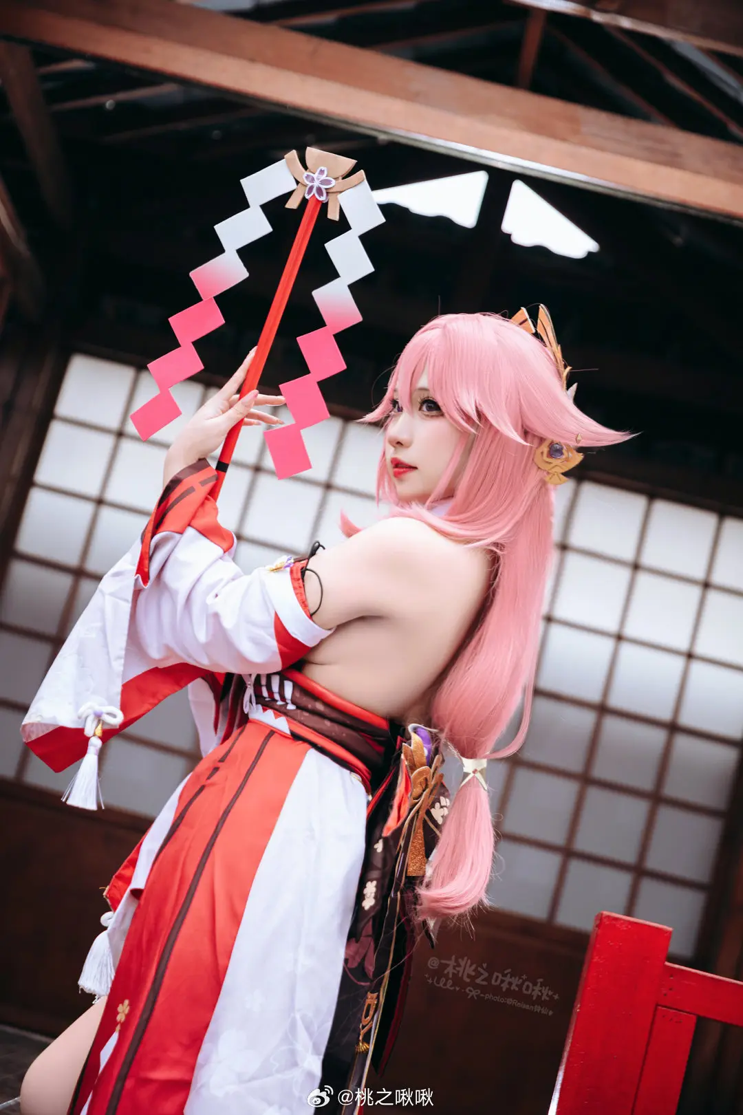 COSPLAY 原神 ⛩️ 华紫樱绯·八重神子 ⛩️@桃之啾啾 COSPLAY-第3张
