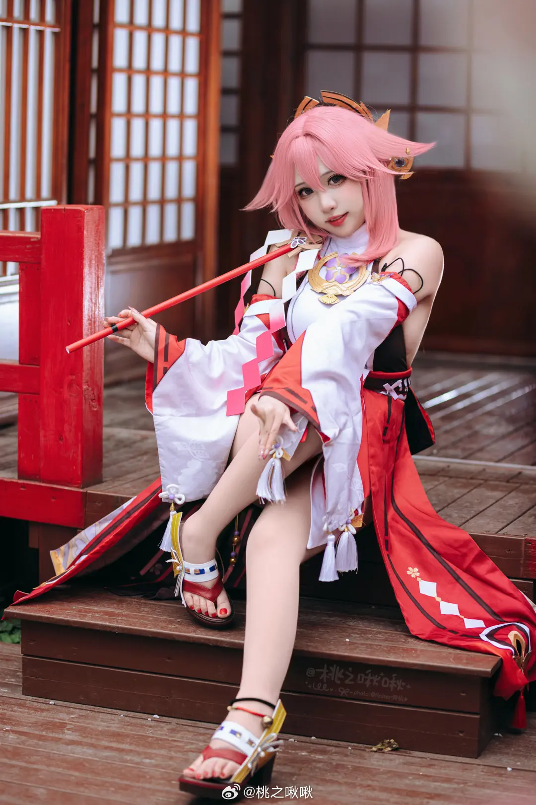 COSPLAY 原神 ⛩️ 华紫樱绯·八重神子 ⛩️@桃之啾啾 COSPLAY-第2张