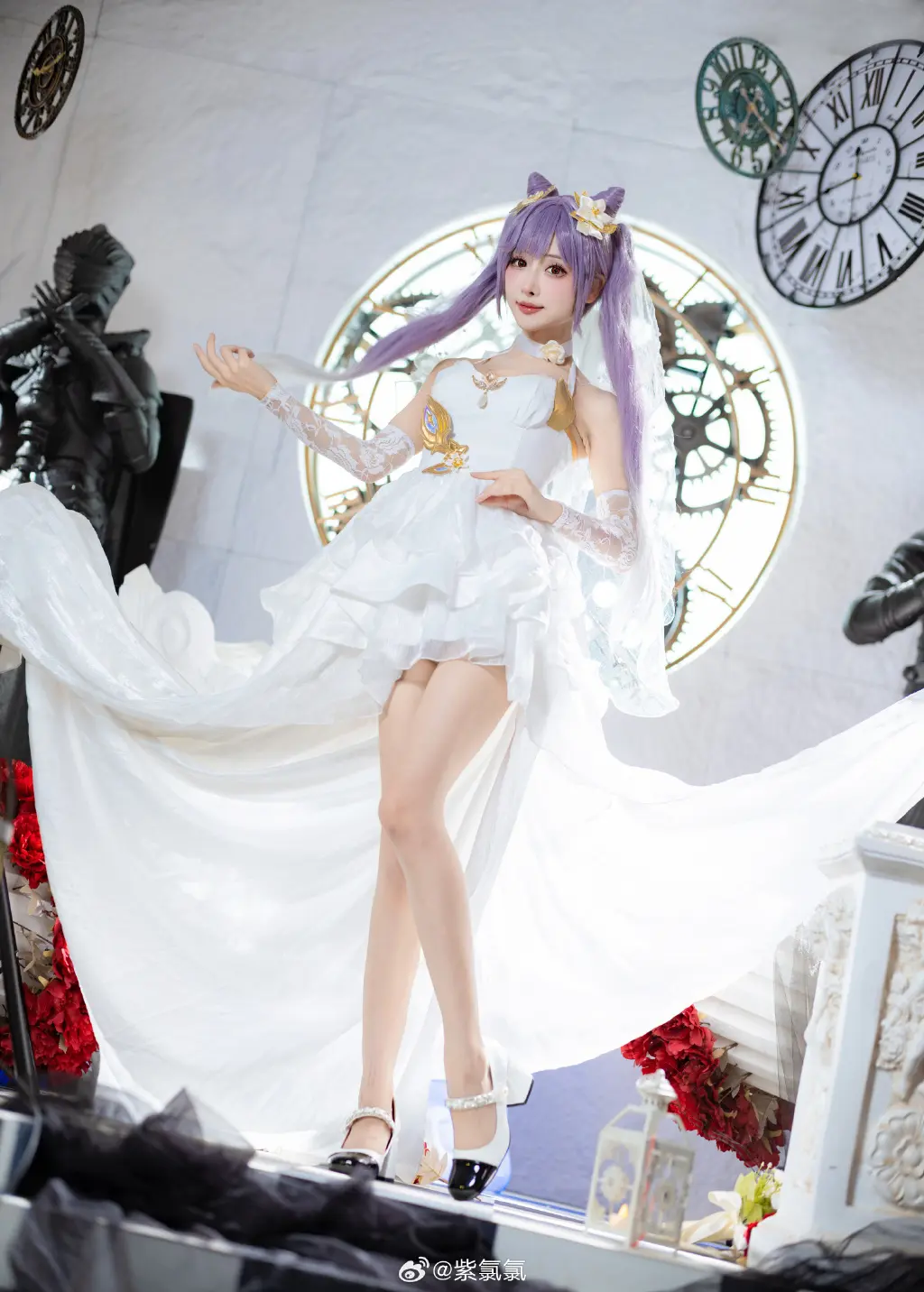 COSPLAY 🎉永远爱你 原神 刻晴 婚纱版本@紫氯氯 COSPLAY-第4张