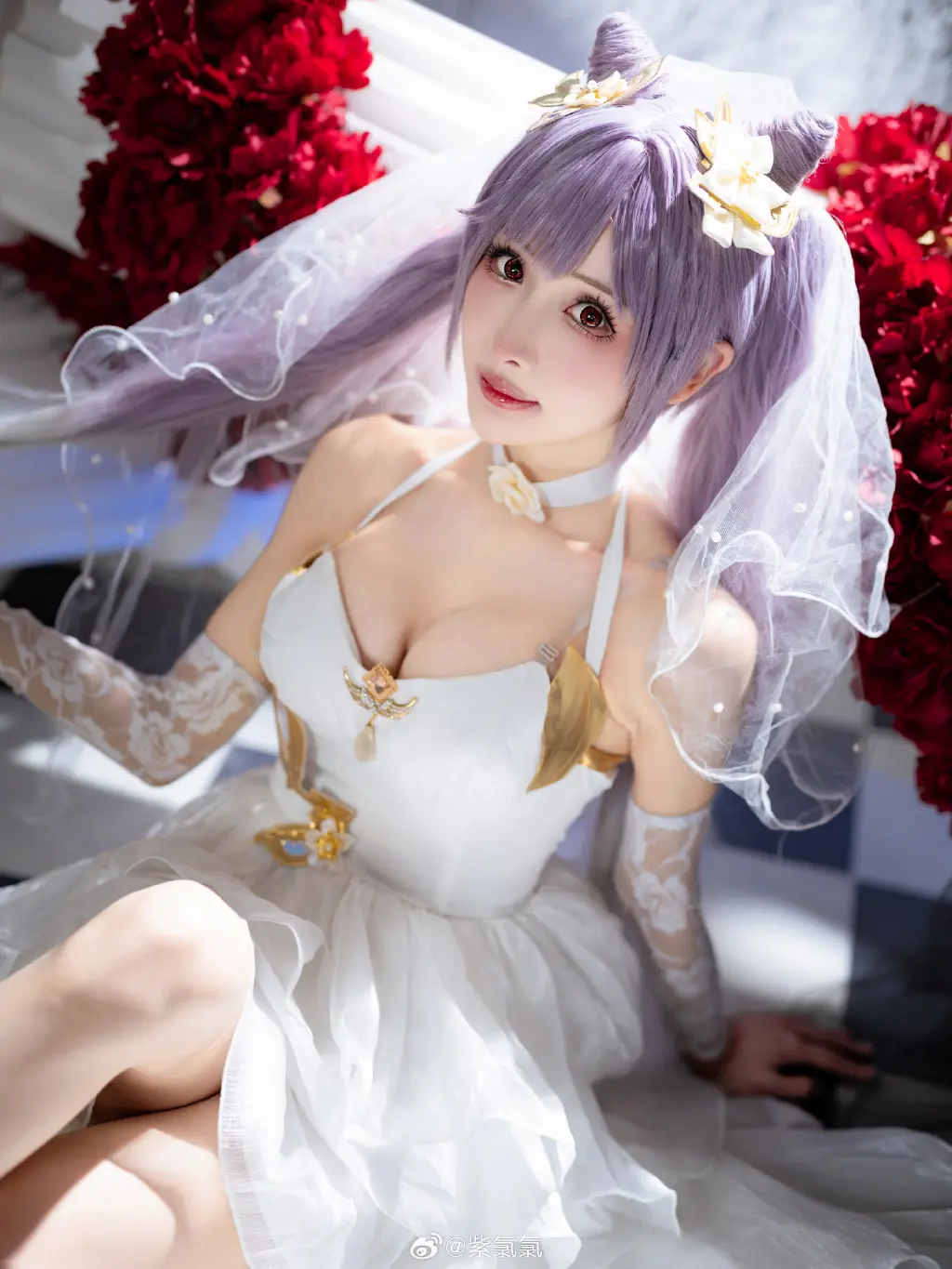 COSPLAY 🎉永远爱你 原神 刻晴 婚纱版本@紫氯氯-公众号小姨ai