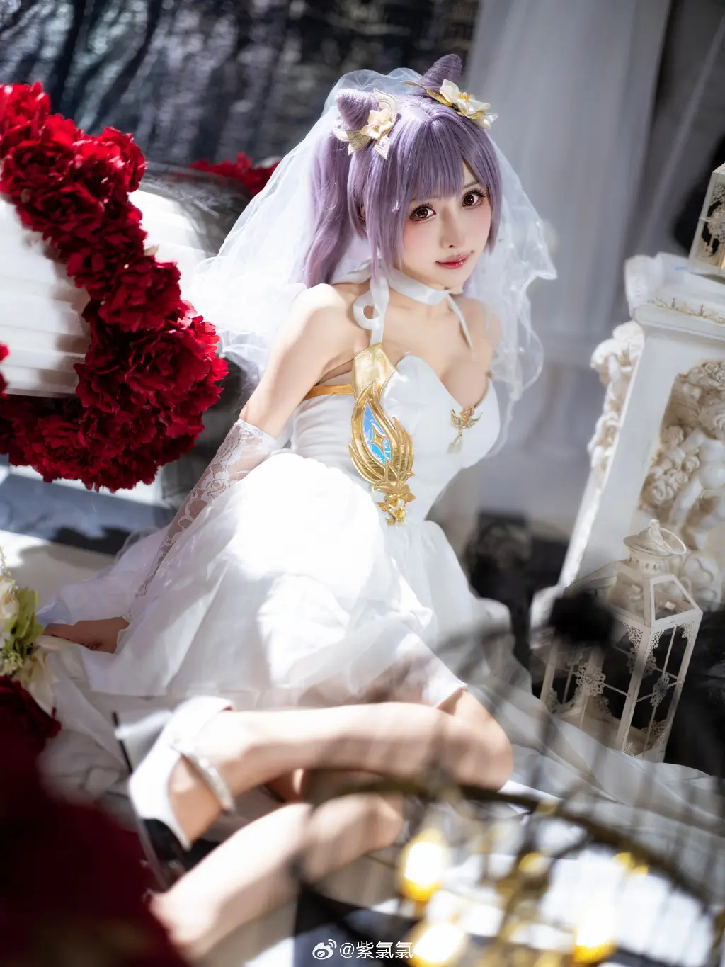 COSPLAY 🎉永远爱你 原神 刻晴 婚纱版本@紫氯氯 COSPLAY-第7张