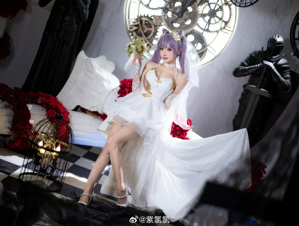 COSPLAY 🎉永远爱你 原神 刻晴 婚纱版本@紫氯氯 COSPLAY-第14张